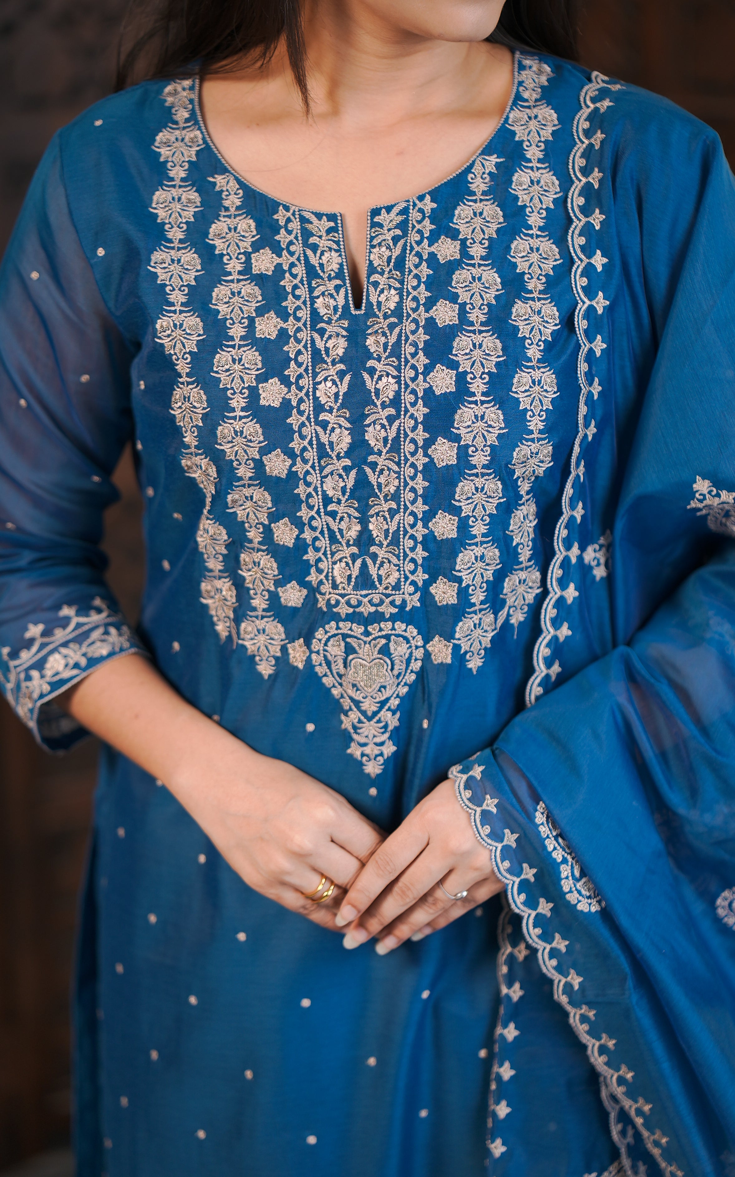Occasion wear zari work kurti set
