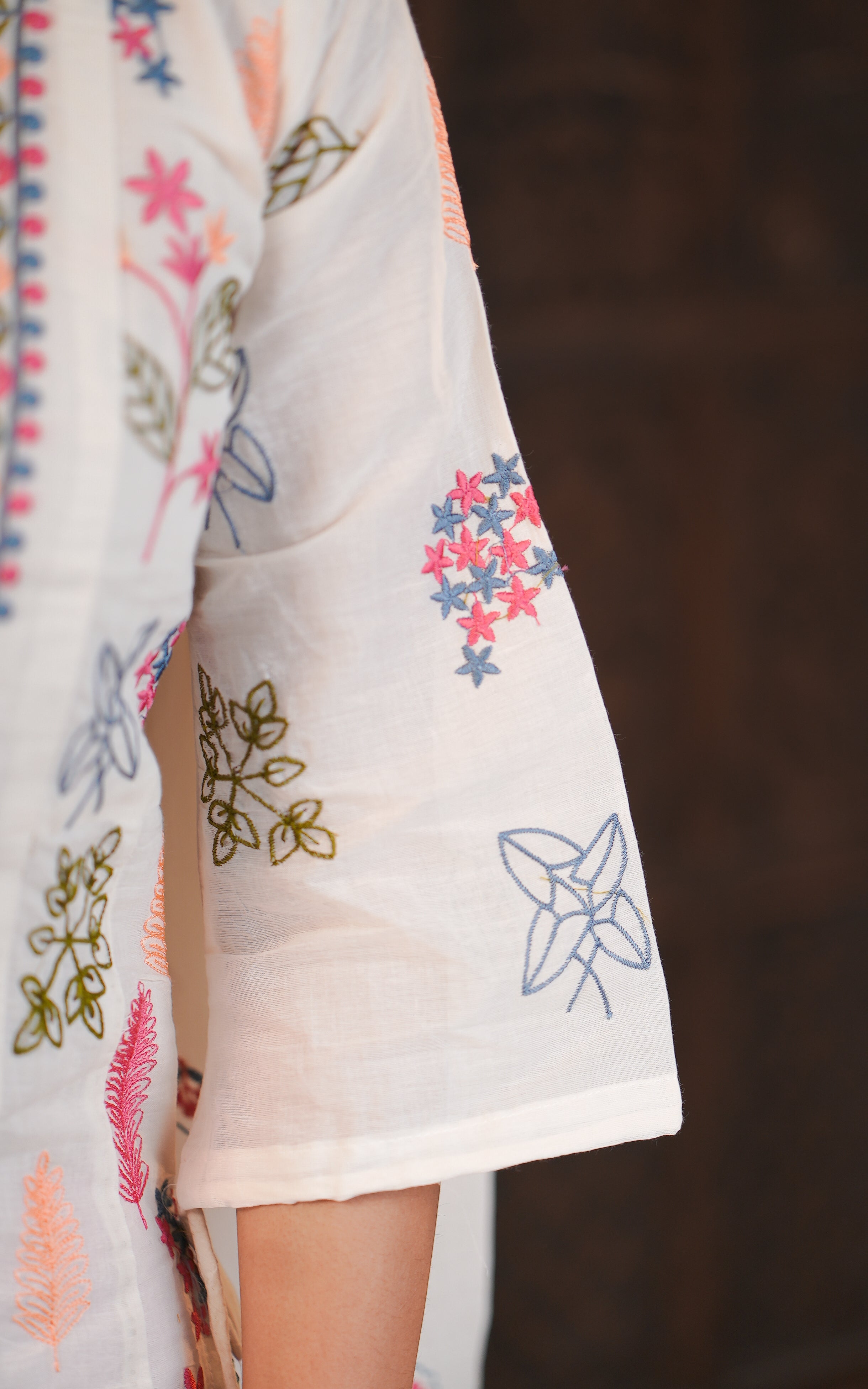 Cream ethnic art silk kurti for women