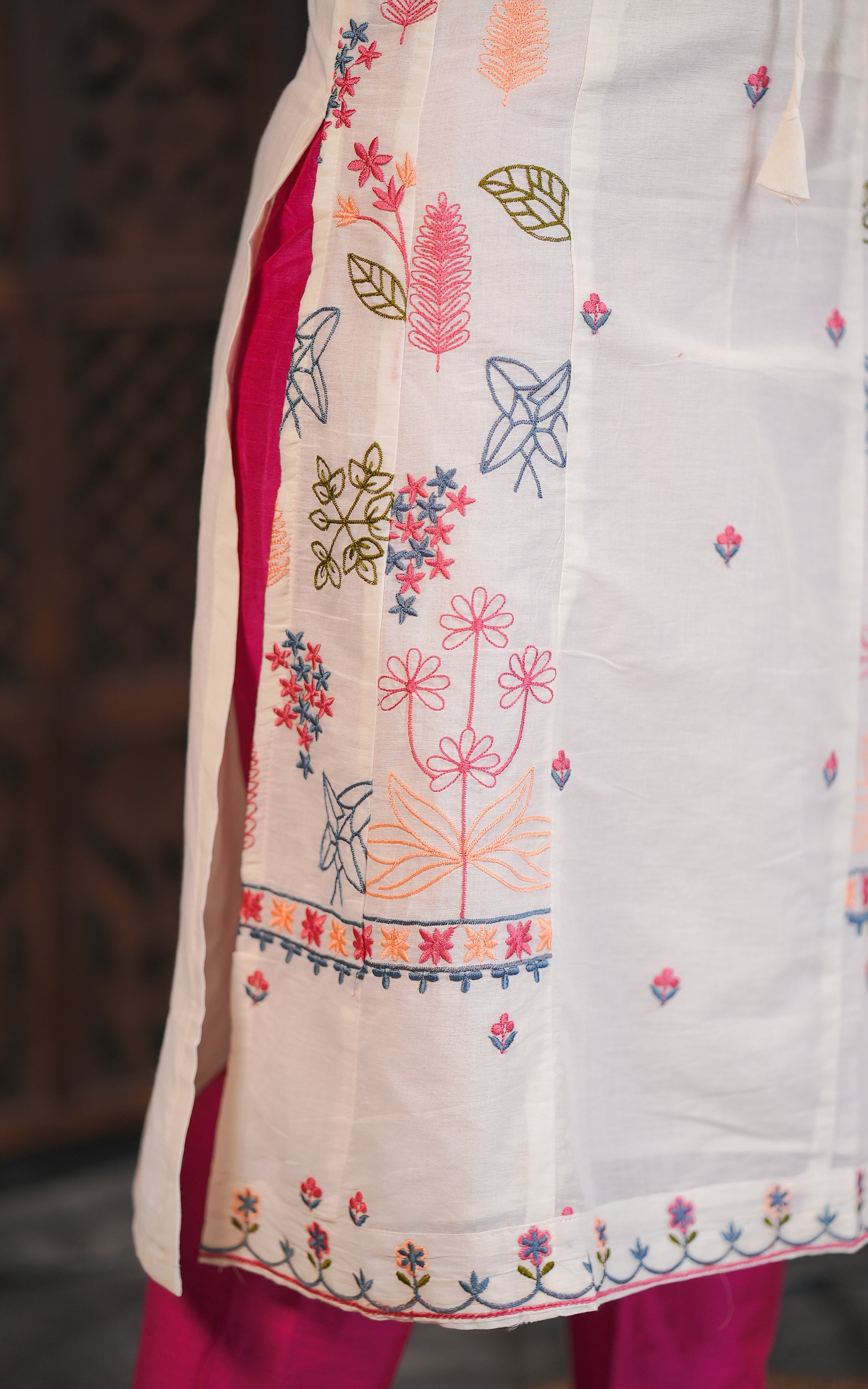 Cream festive wear kurti for women