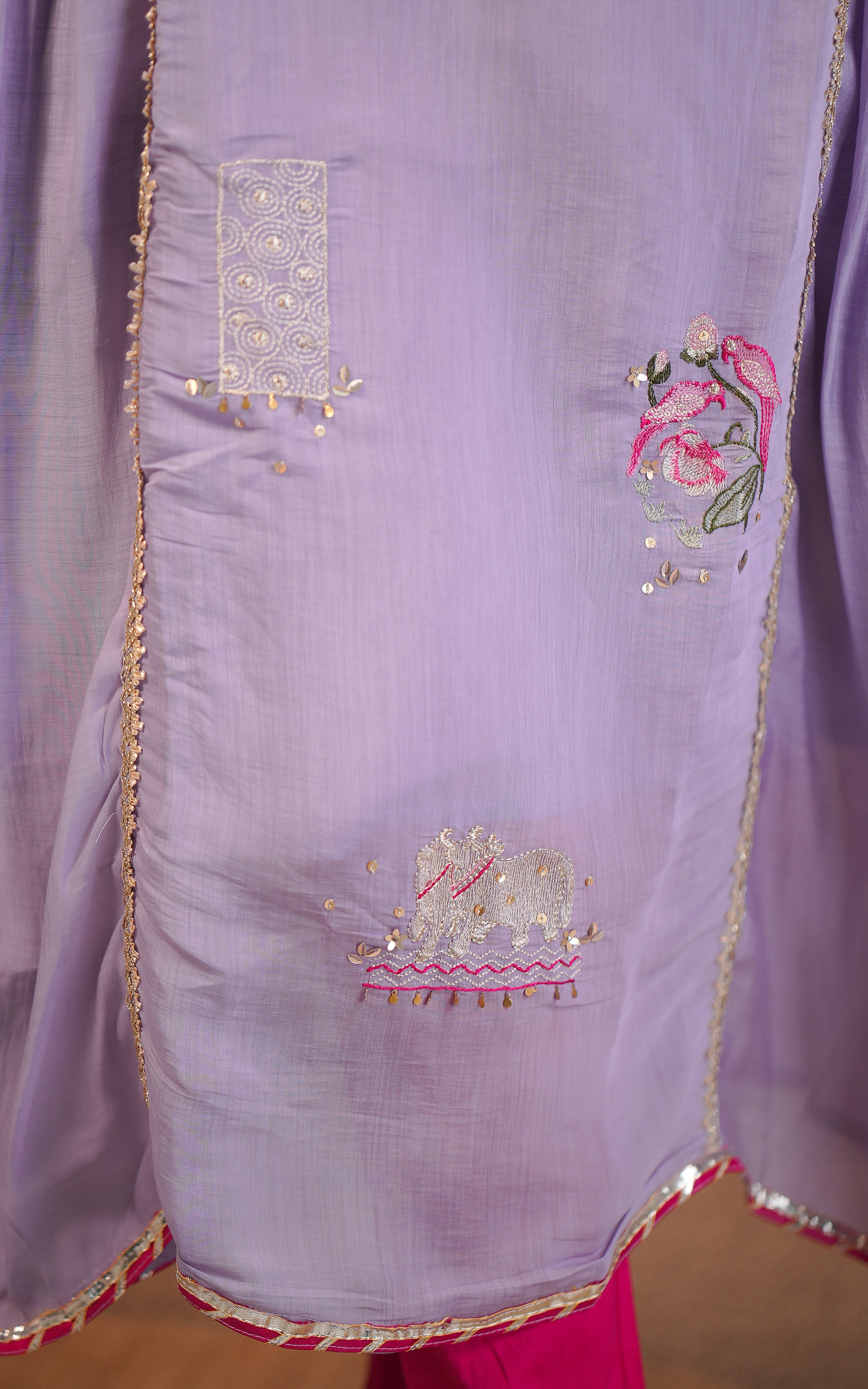 Lavender ethnic silk blend kurti for women