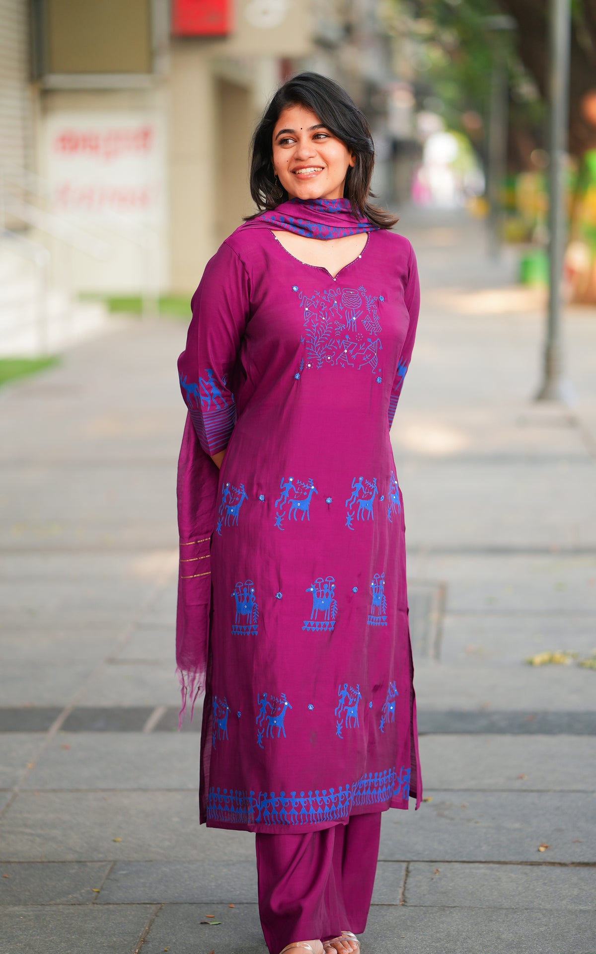 Graamam Handblock (Kurti+Pant+Dupatta)