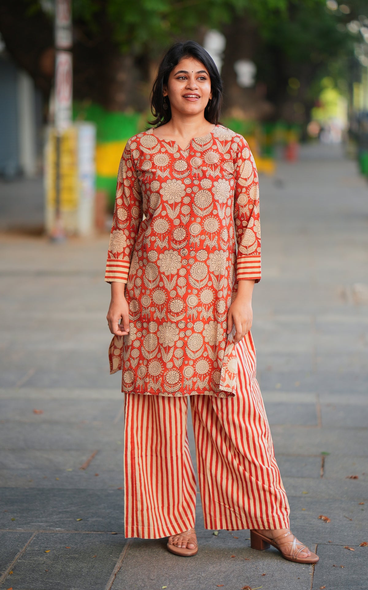 Indie Handblock Rust (Kurti+Pant)