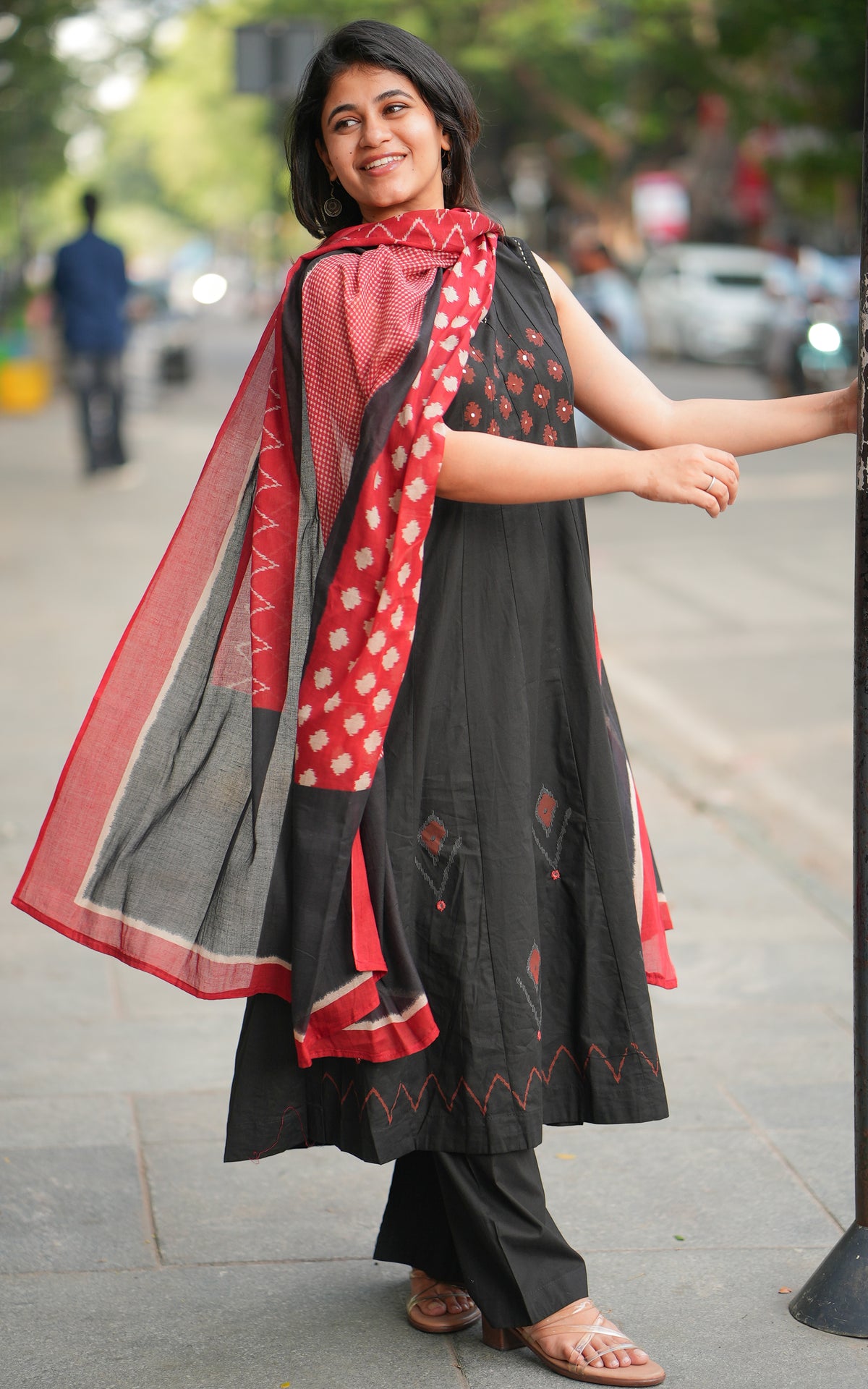 Aaranthika Black Handblock (Kurti+Pant+Dupatta)