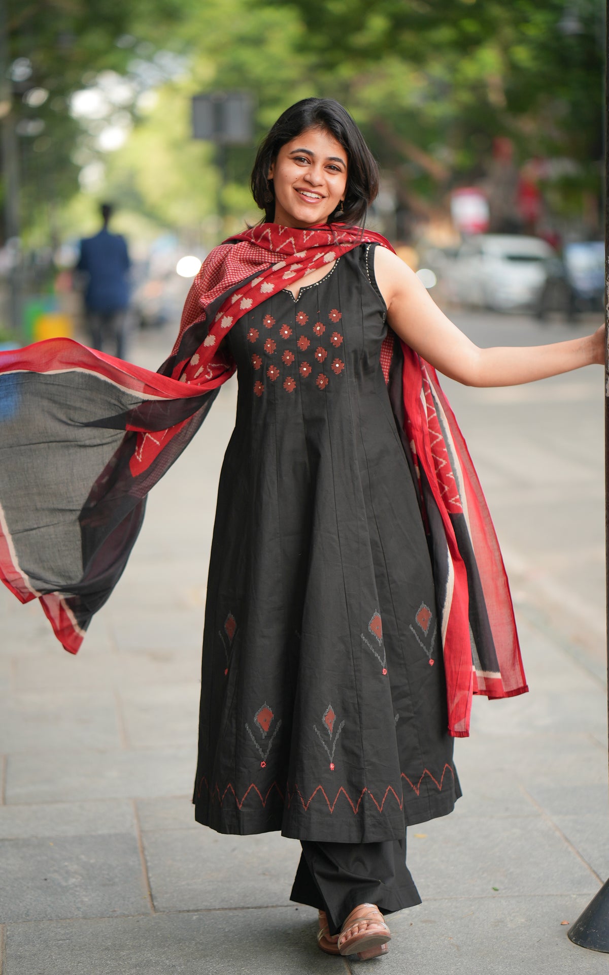 Aaranthika Black Handblock (Kurti+Pant+Dupatta)