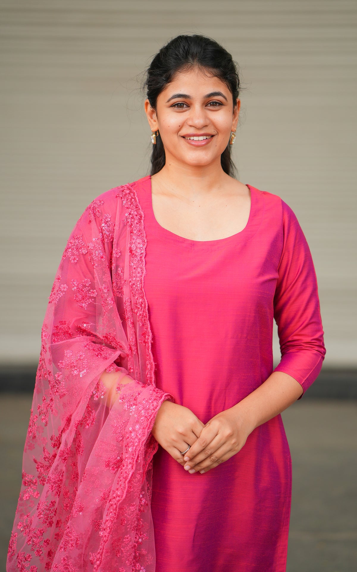 Kannukkul Nilavu Pink (Kurti+Dupatta)