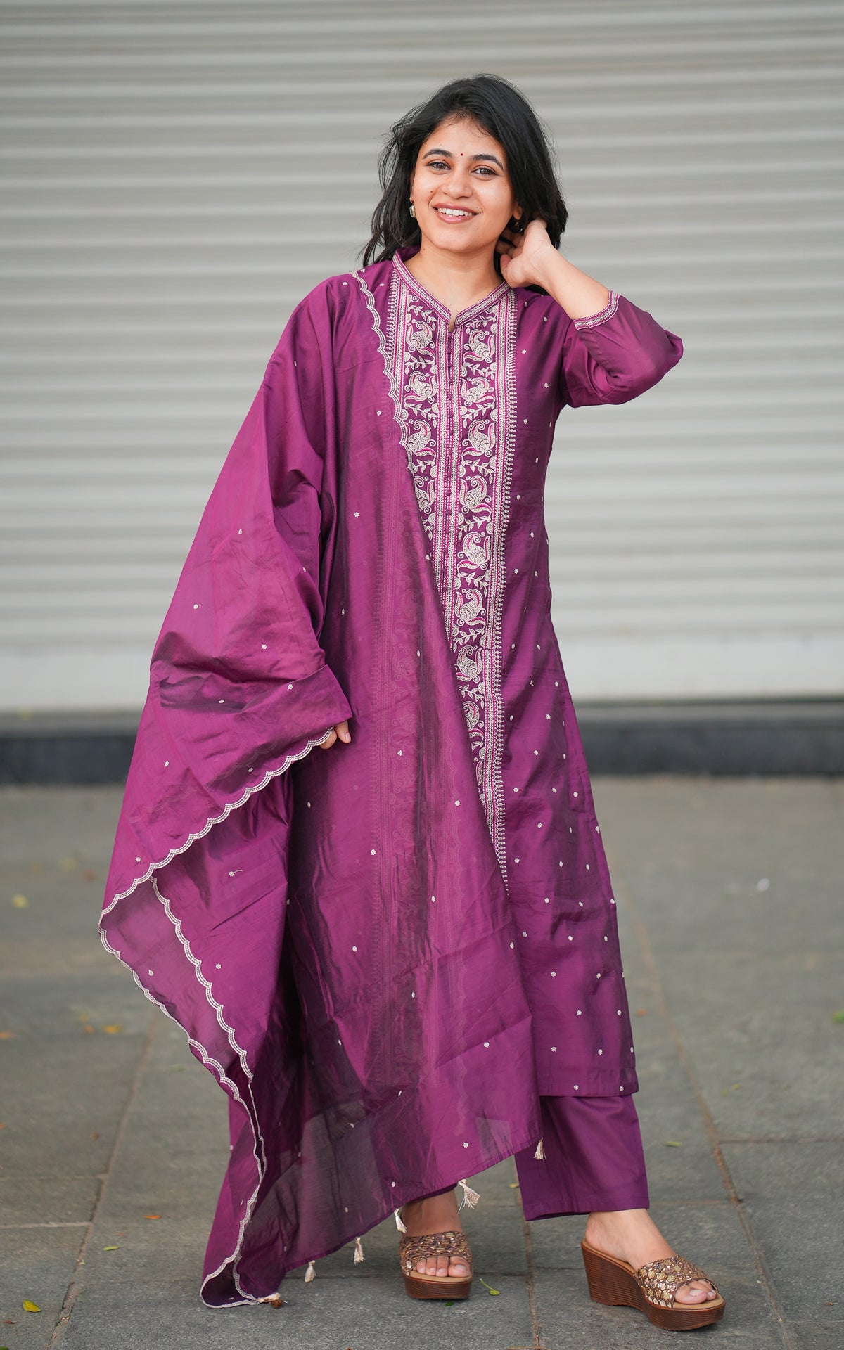 Ashmika Purple (Kurti+Pant+Dupatta)