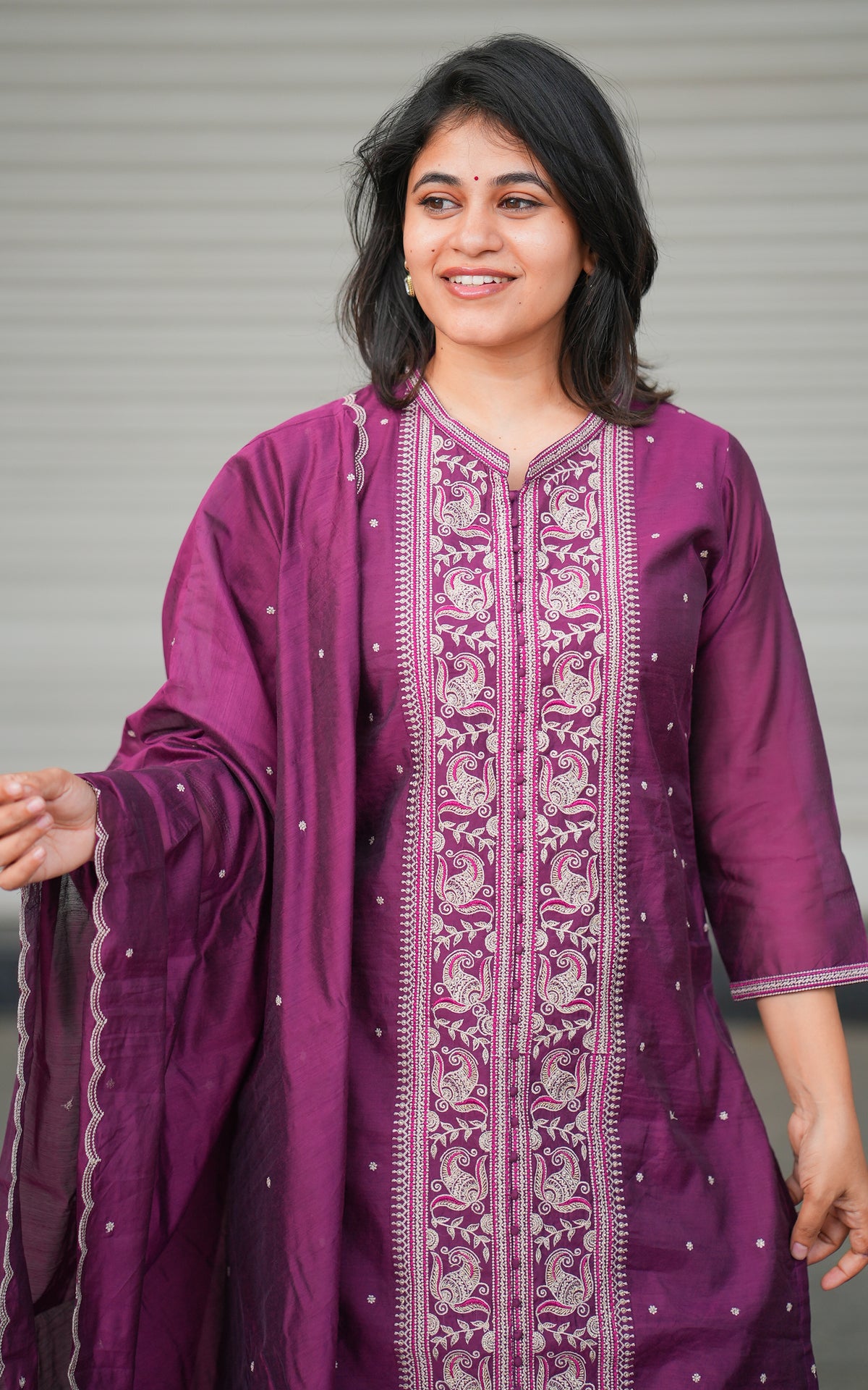 Ashmika Purple (Kurti+Pant+Dupatta)