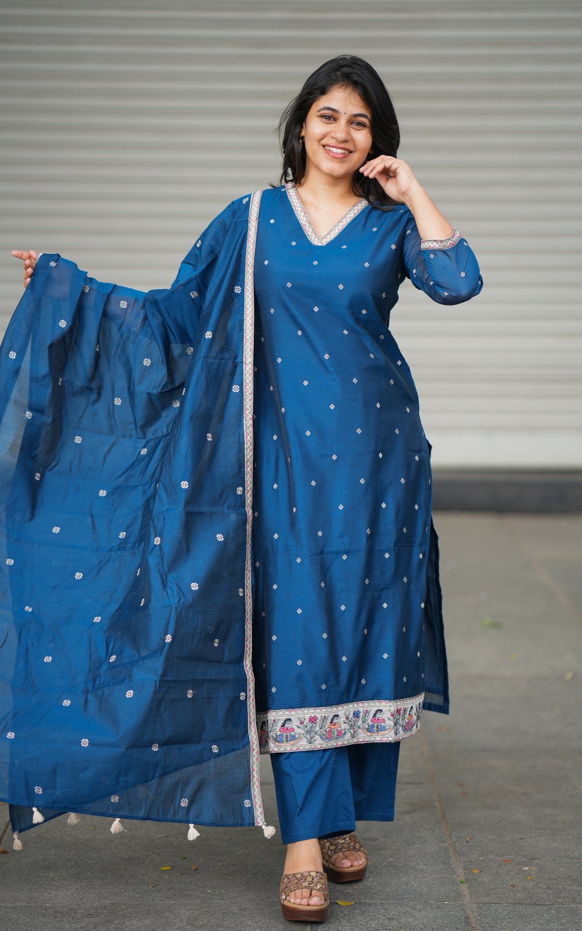 Nathira Navy Blue (Kurti+Pant+Dupatta)