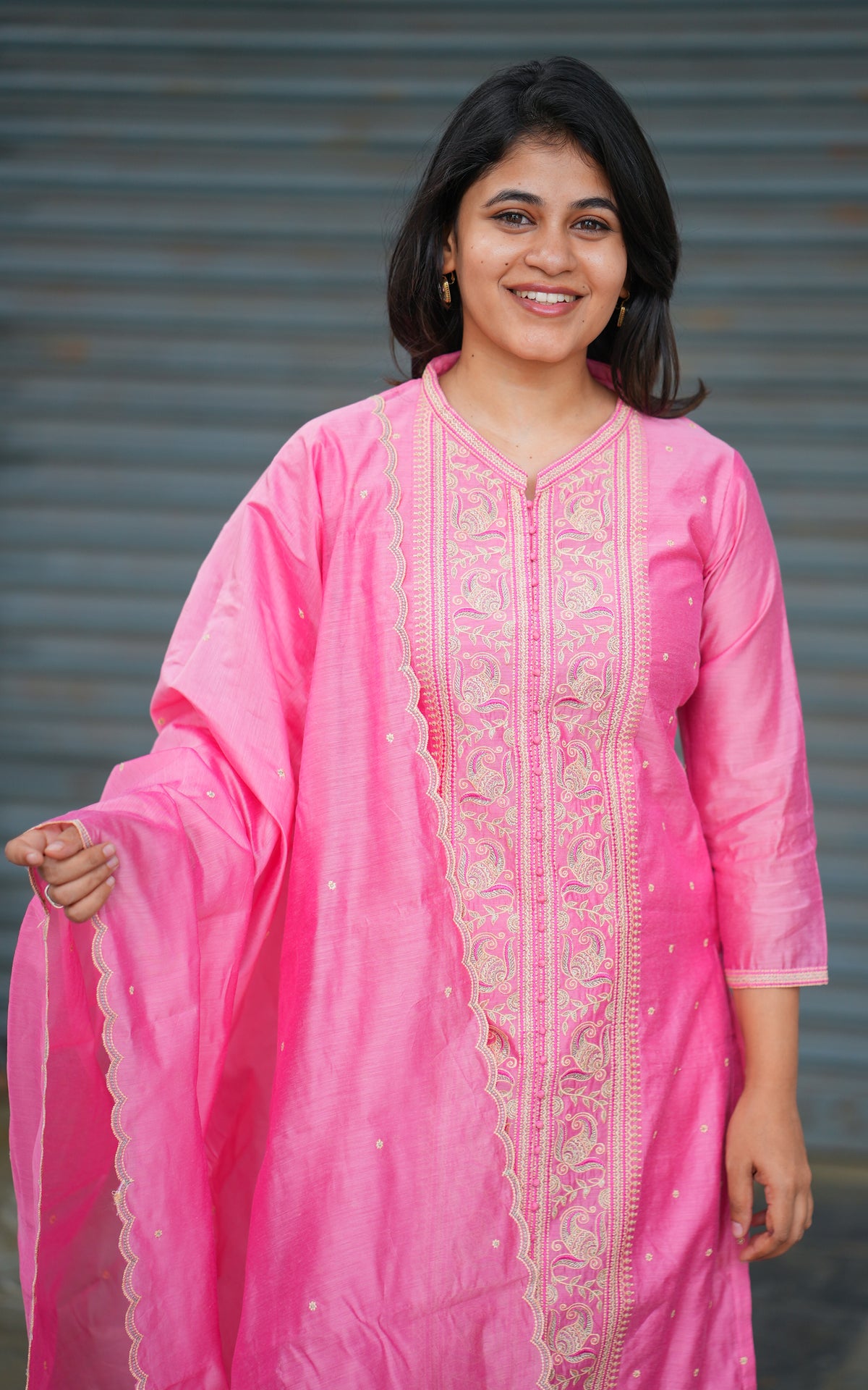 Ashmika Dusty Pink (Kurti+Pant+Dupatta)