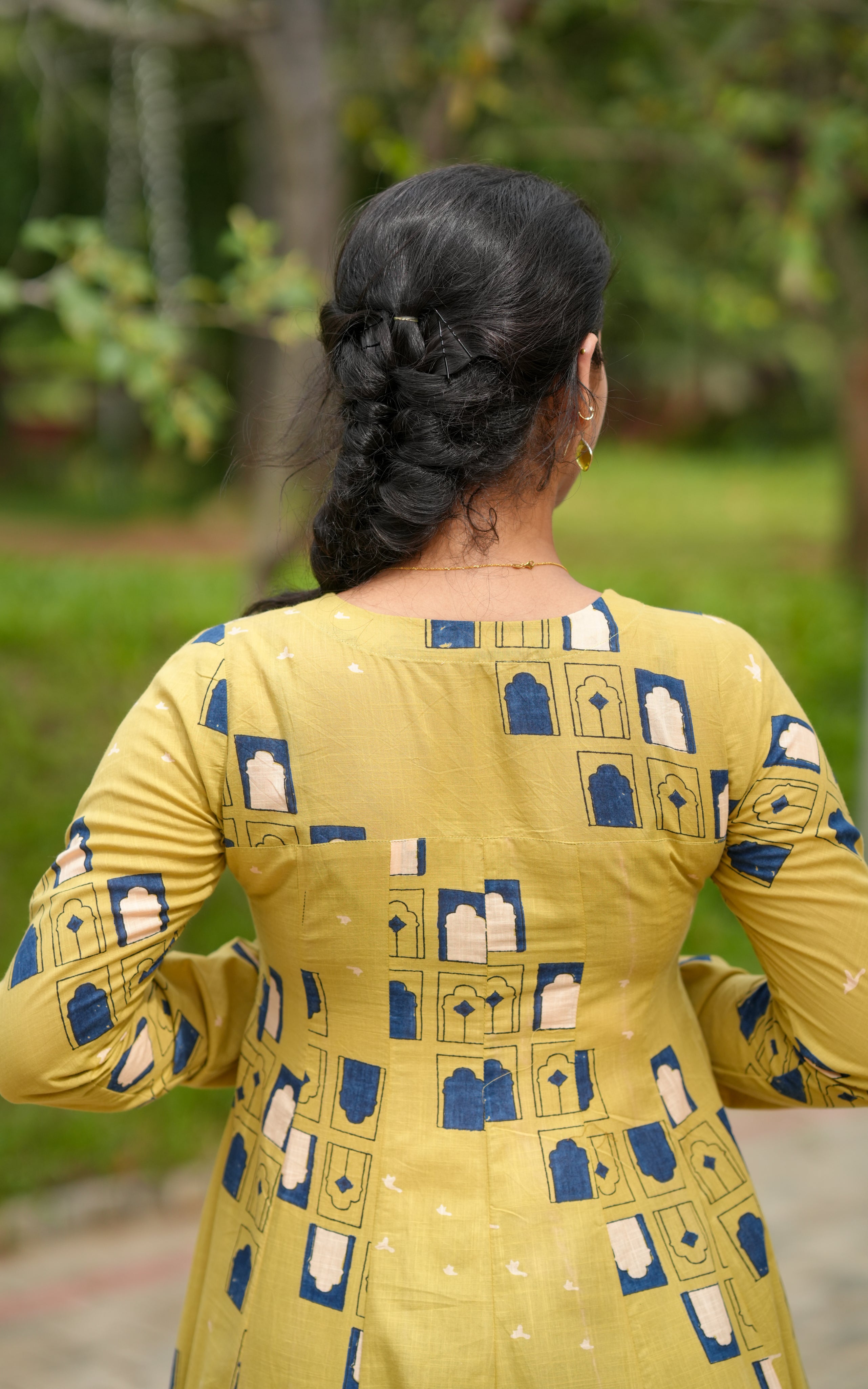 yellow anarkali kurti for women