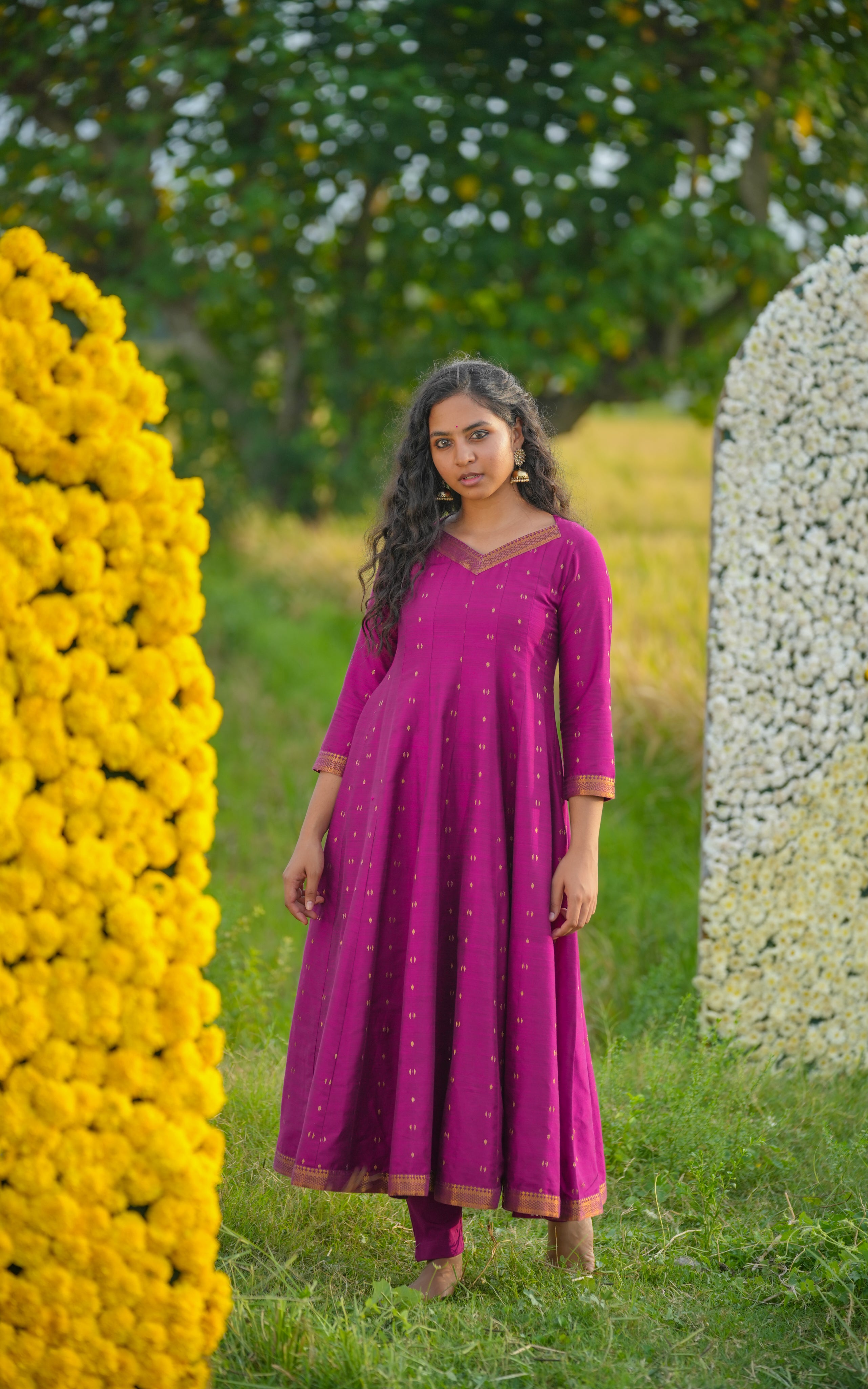 Anarkali kurti with gold print