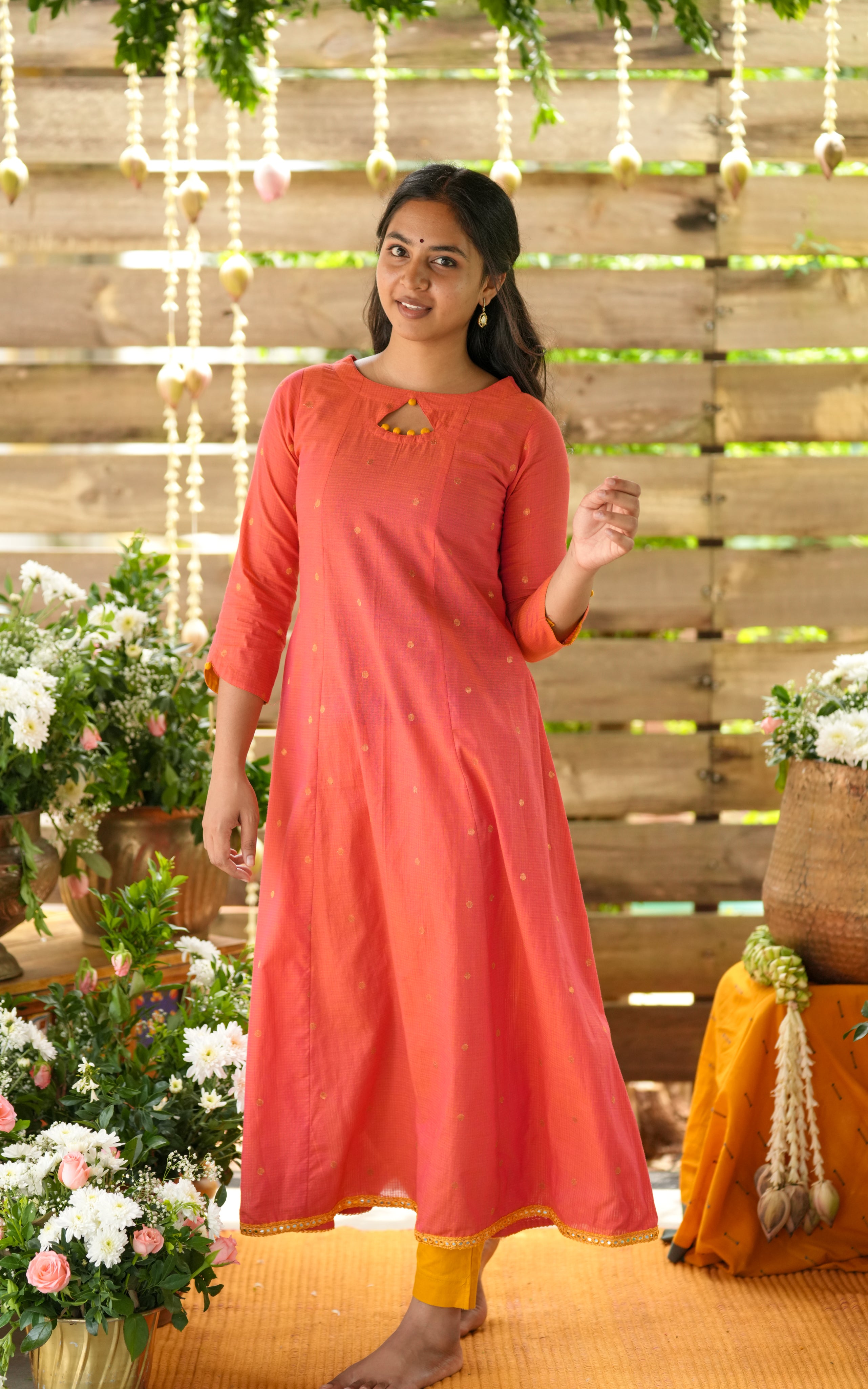 key hole neck kurti for women