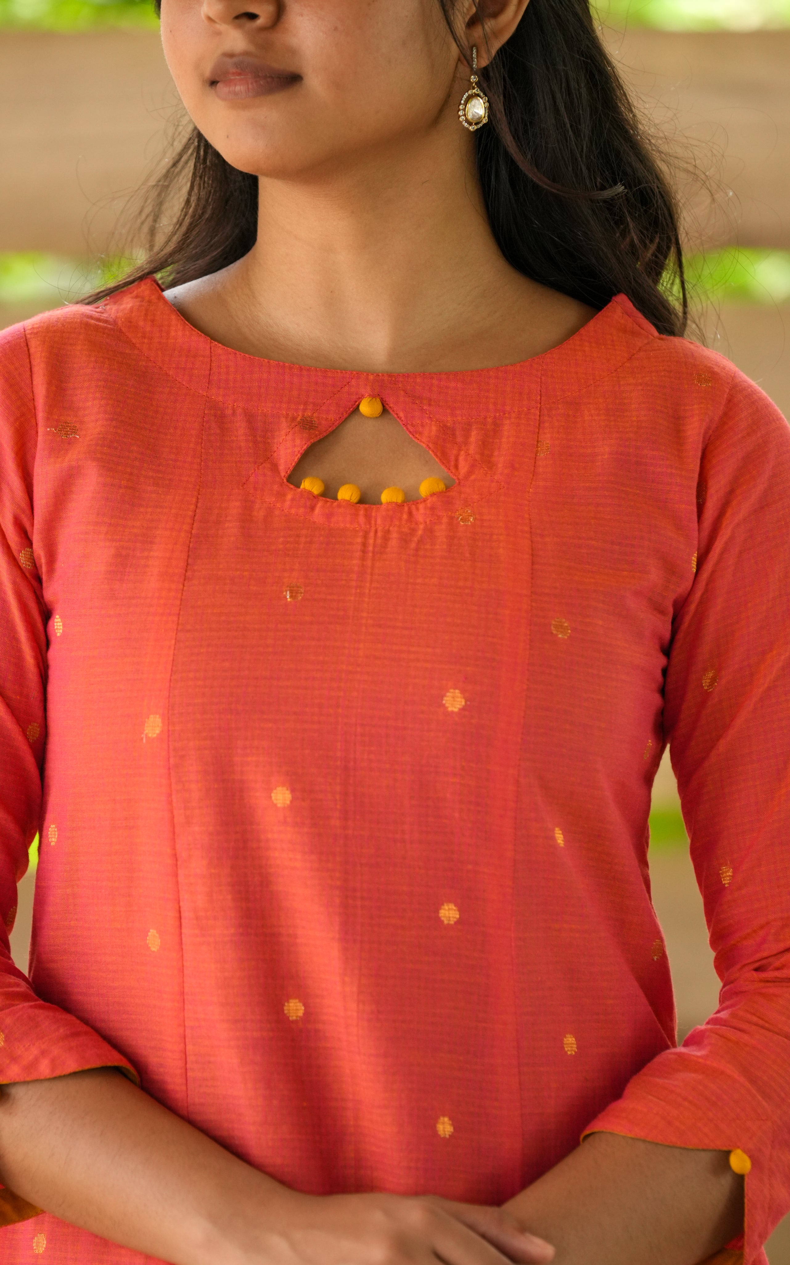 orange color kurti for women
