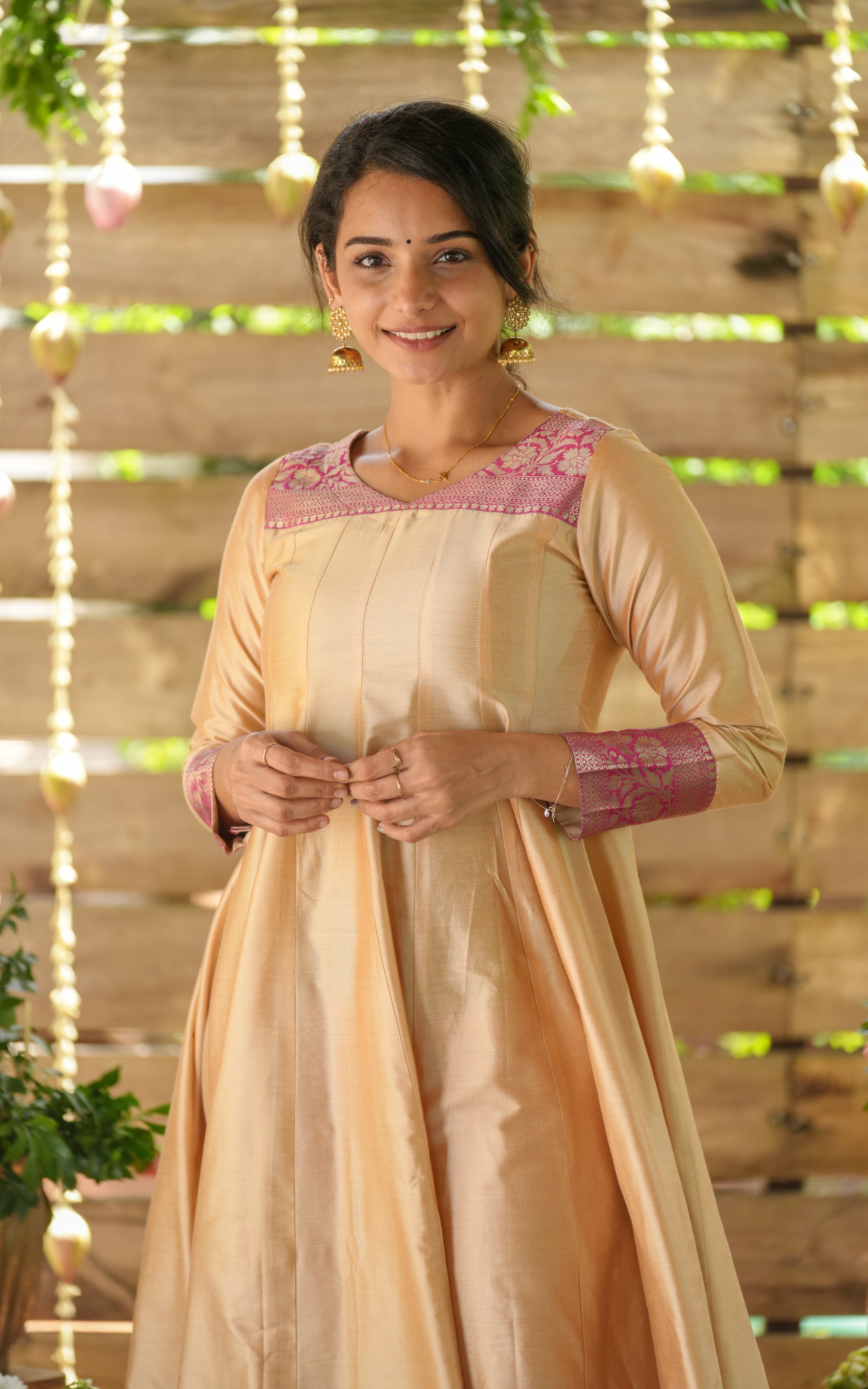 Silk cotton anarkali for women