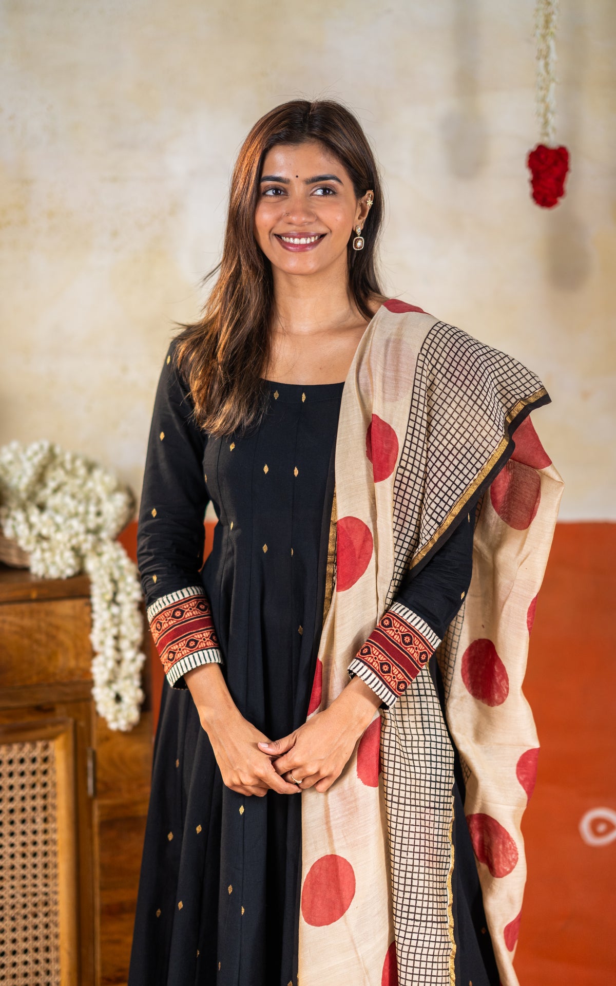 Black and Blocks (Kurti+Dupatta)