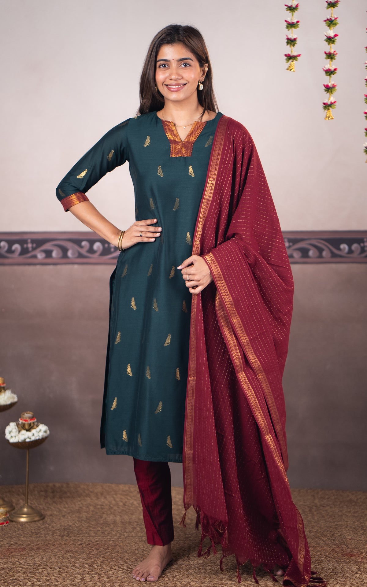 Mayil Green (Kurti+Dupatta)