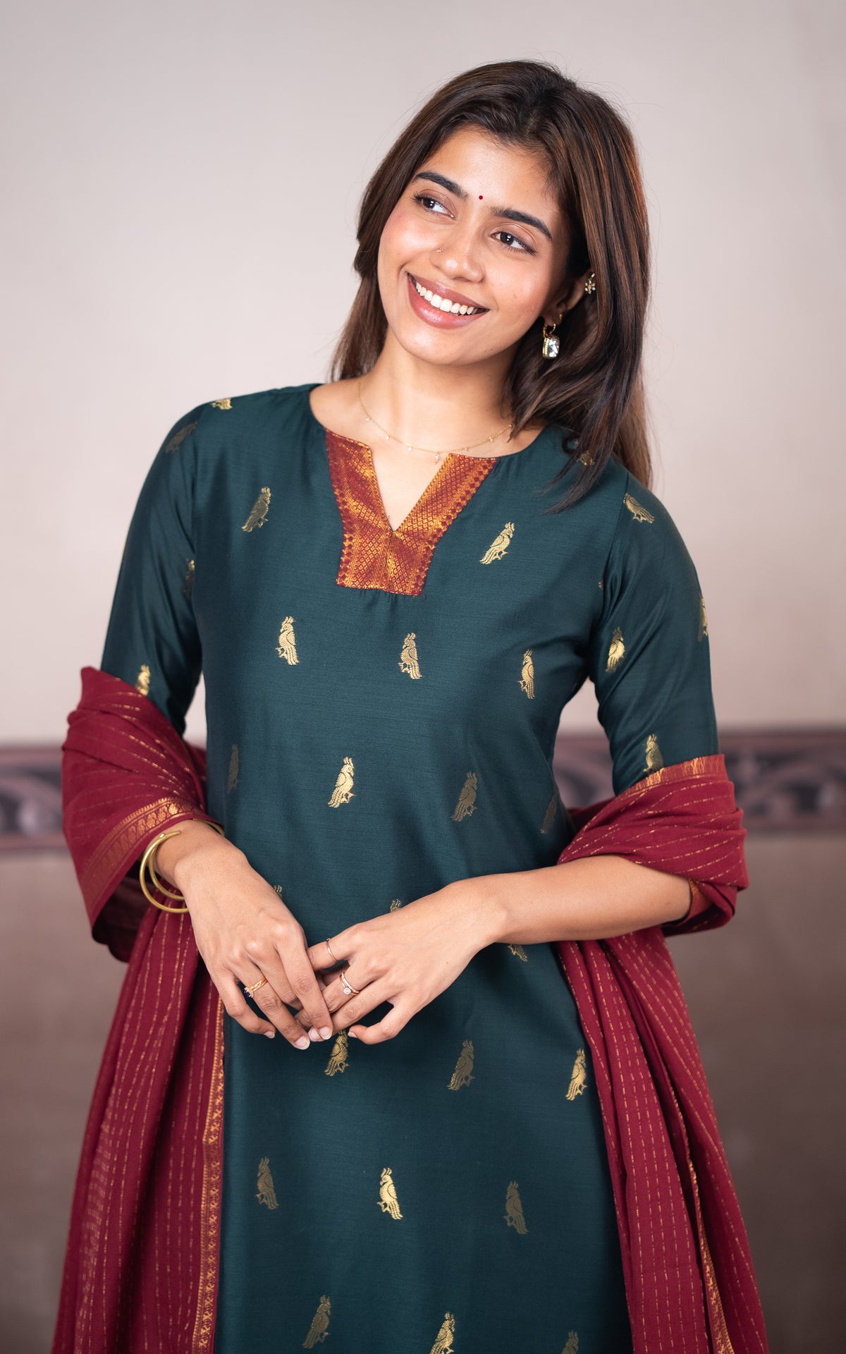 Mayil Green (Kurti+Dupatta)