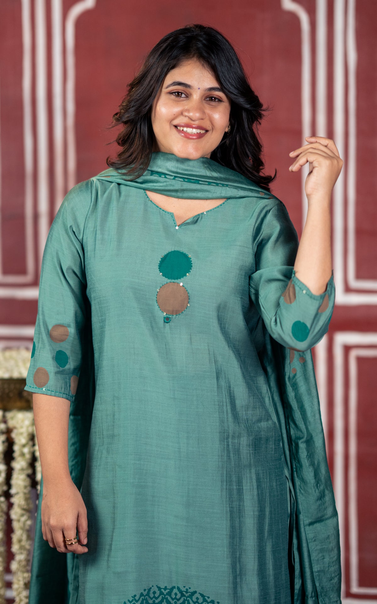 Diwali Casuals Handblock A (Kurti+Pant+Dupatta)