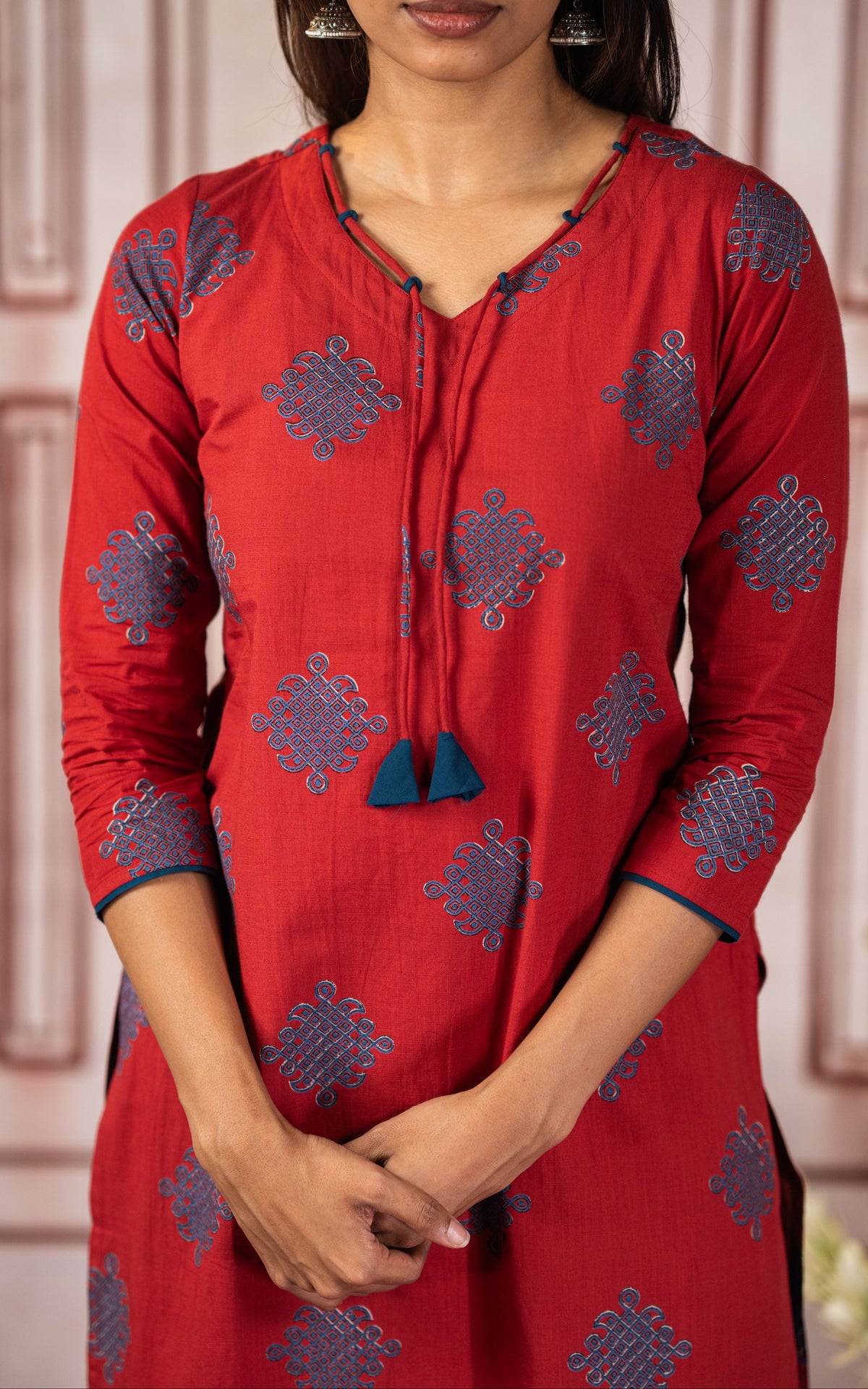 Dhinam Oru Kolam Brick Red (Kurti+Dupatta)