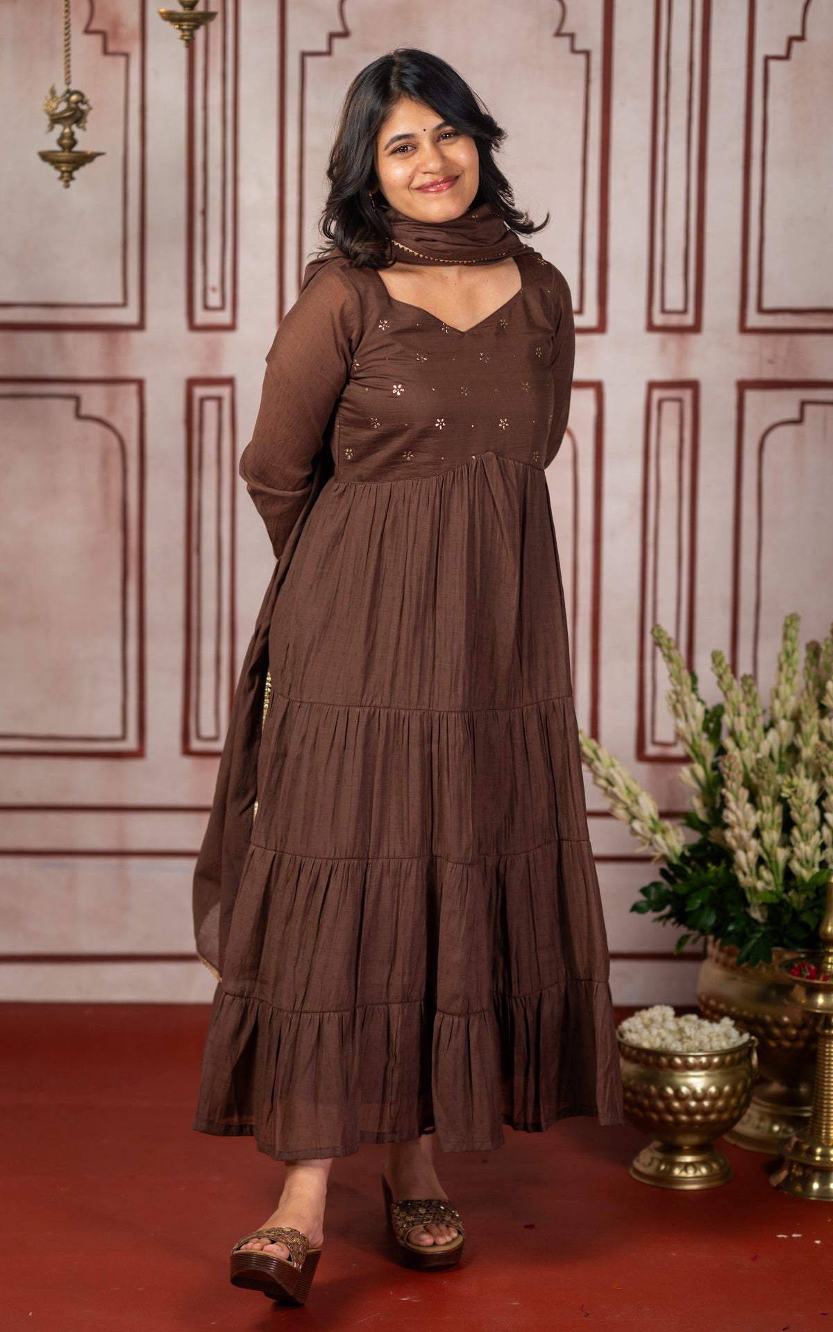 Mukaish work inspired E (Kurti+Dupatta)