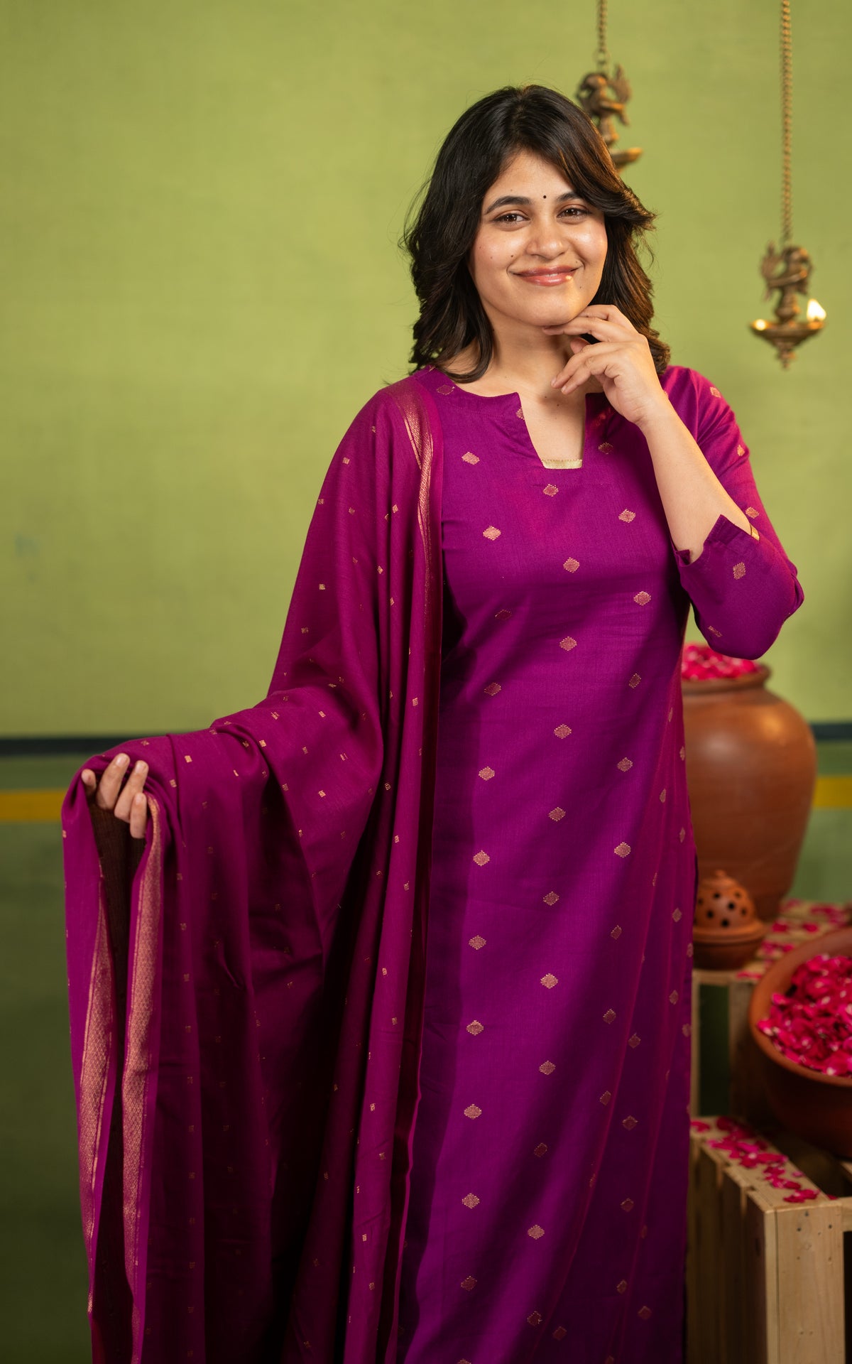 Kaththari Poo (Kurti+Dupatta)