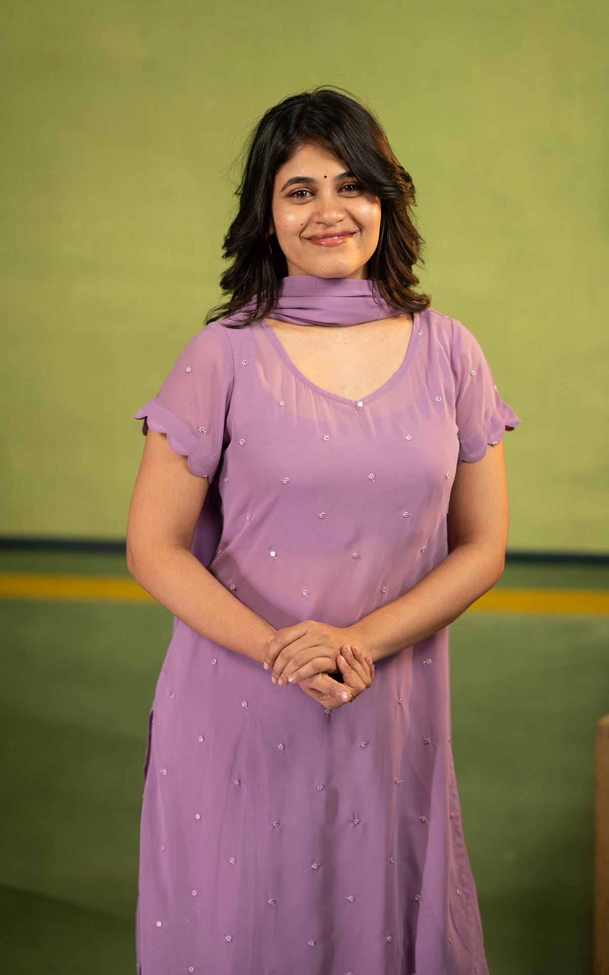 Minnale Petals Lavender (Kurti+Pant+Dupatta)