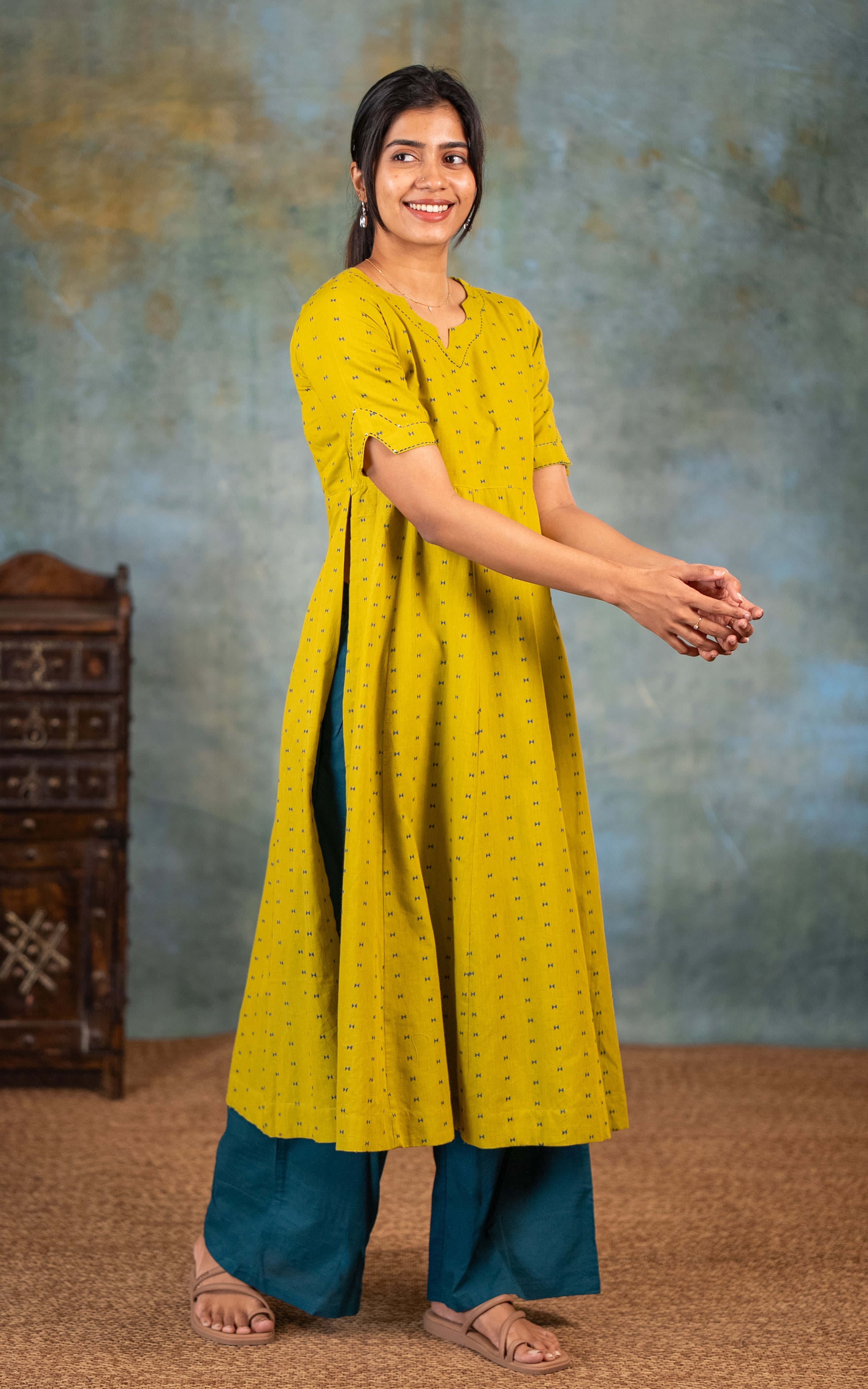 Elegant south cotton kurti with palazzo pant