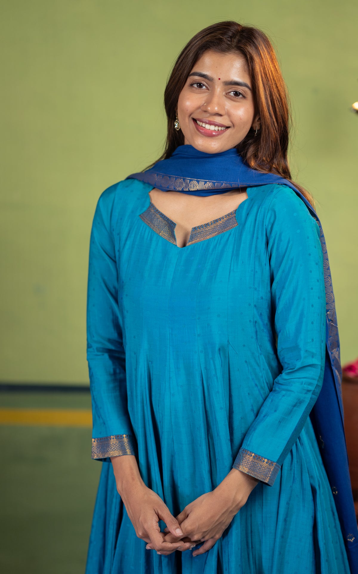 Navarathri Rama Blue (Kurti+Dupatta)