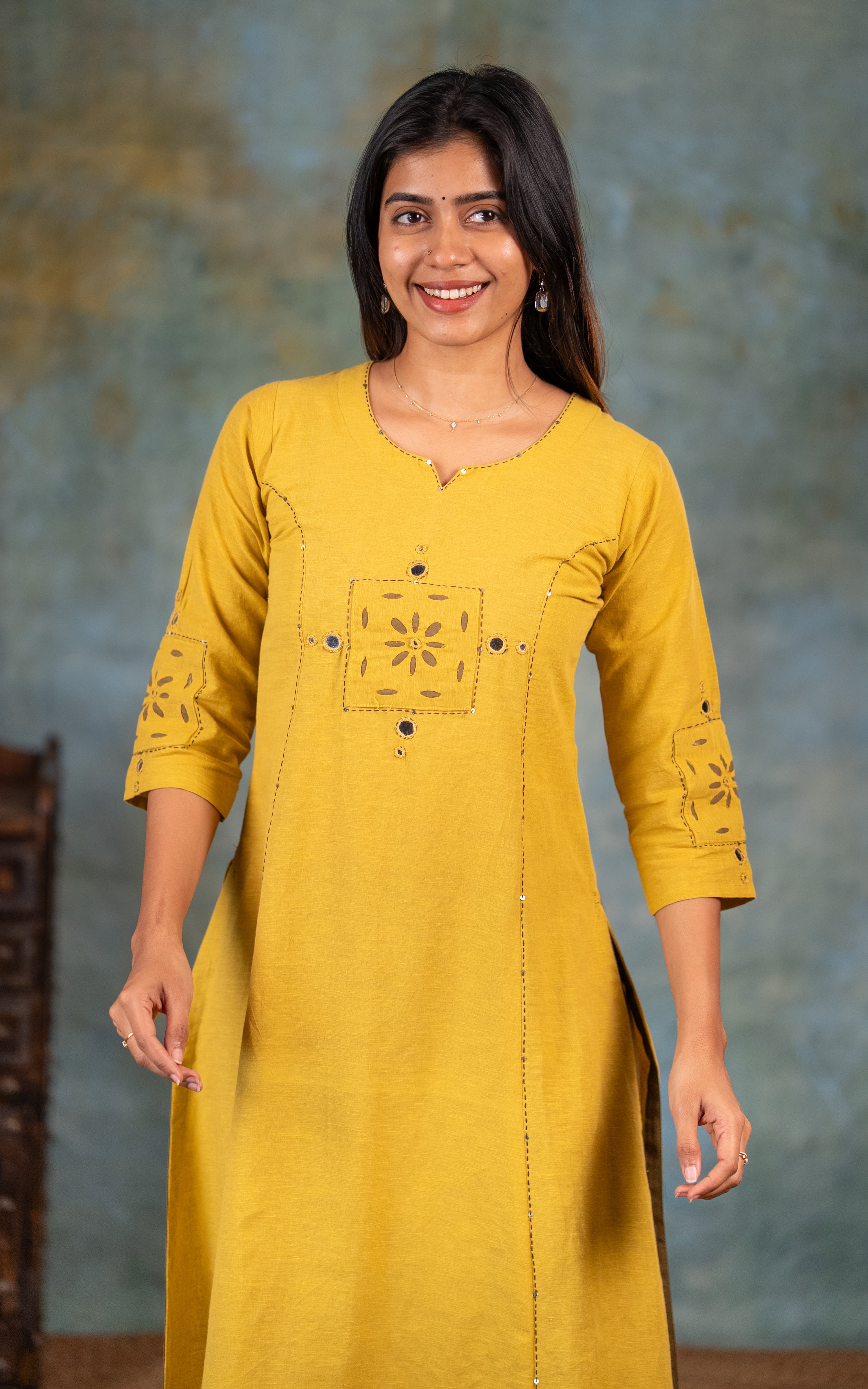 Featuring Mirror Embroidery Aline Kurti for Women