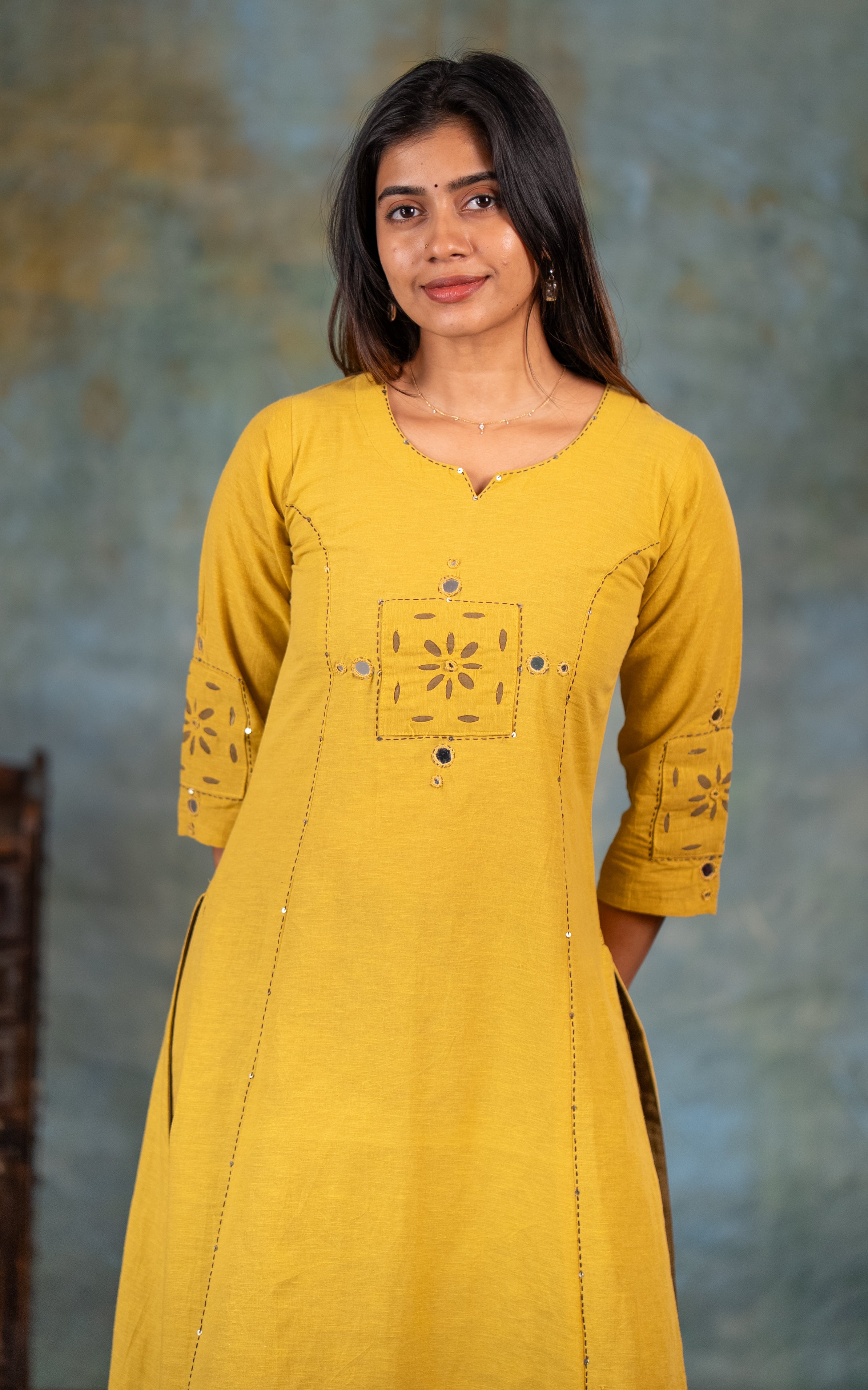 Cotton Aline Kurti with Side Slit