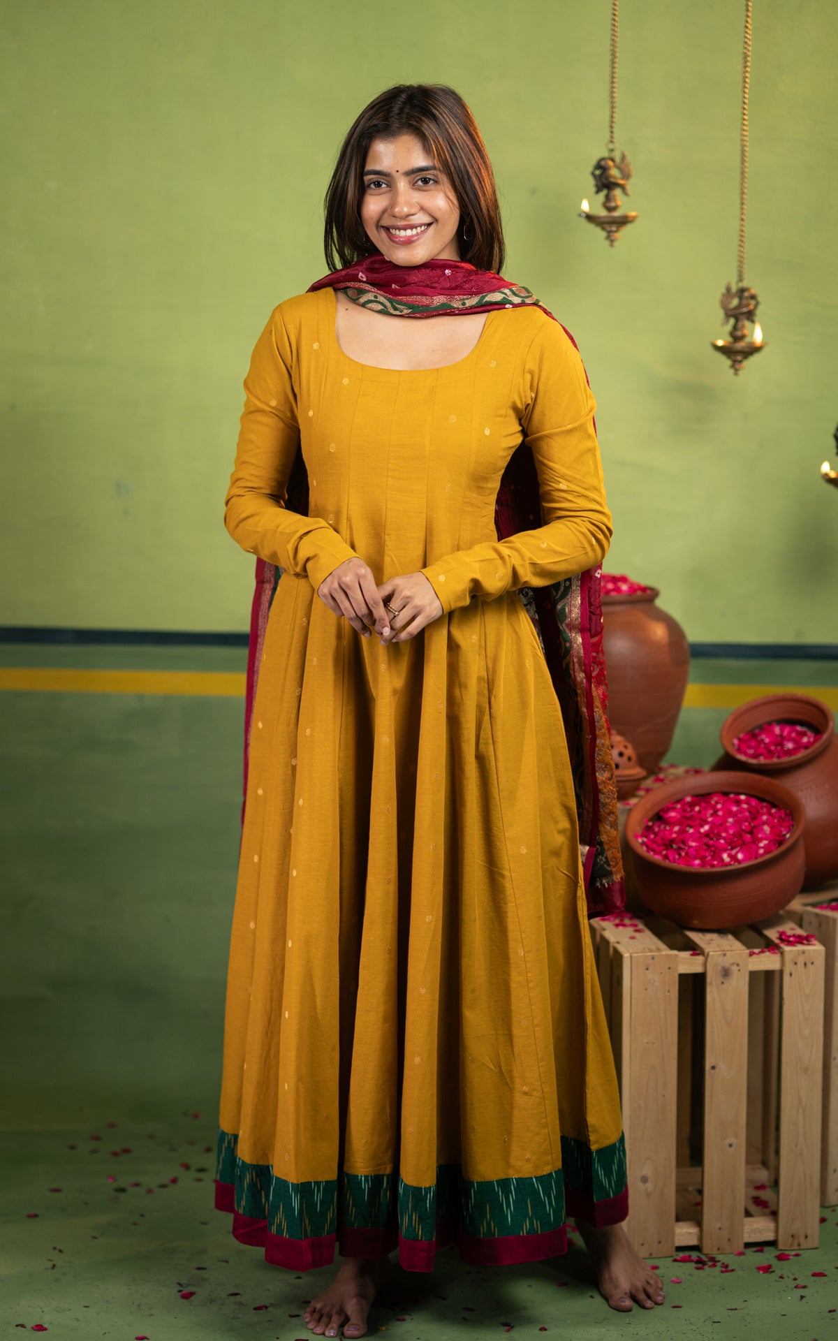 Yazhini Mustard (Kurti+Dupatta)