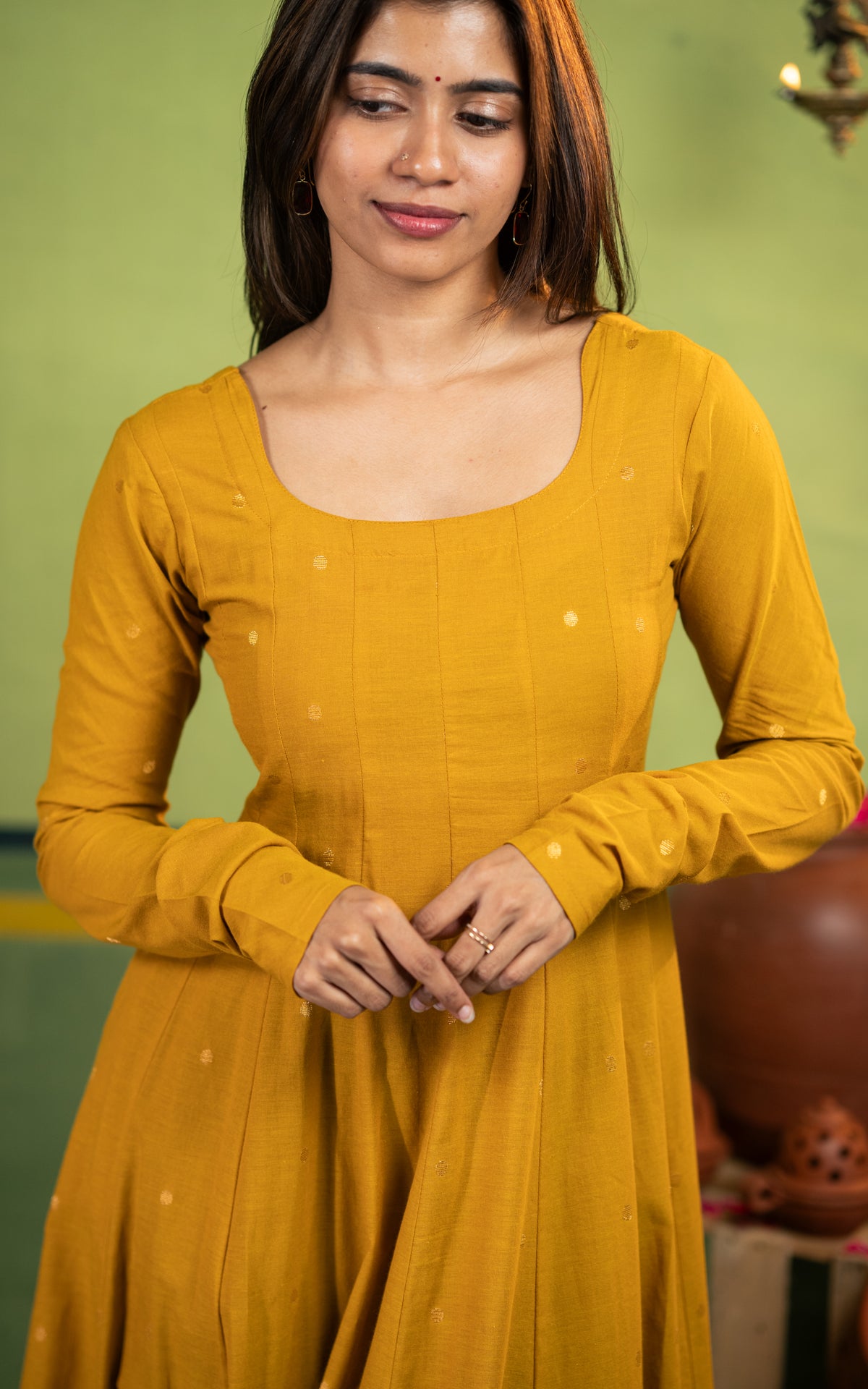 Yazhini Mustard (Kurti+Dupatta)