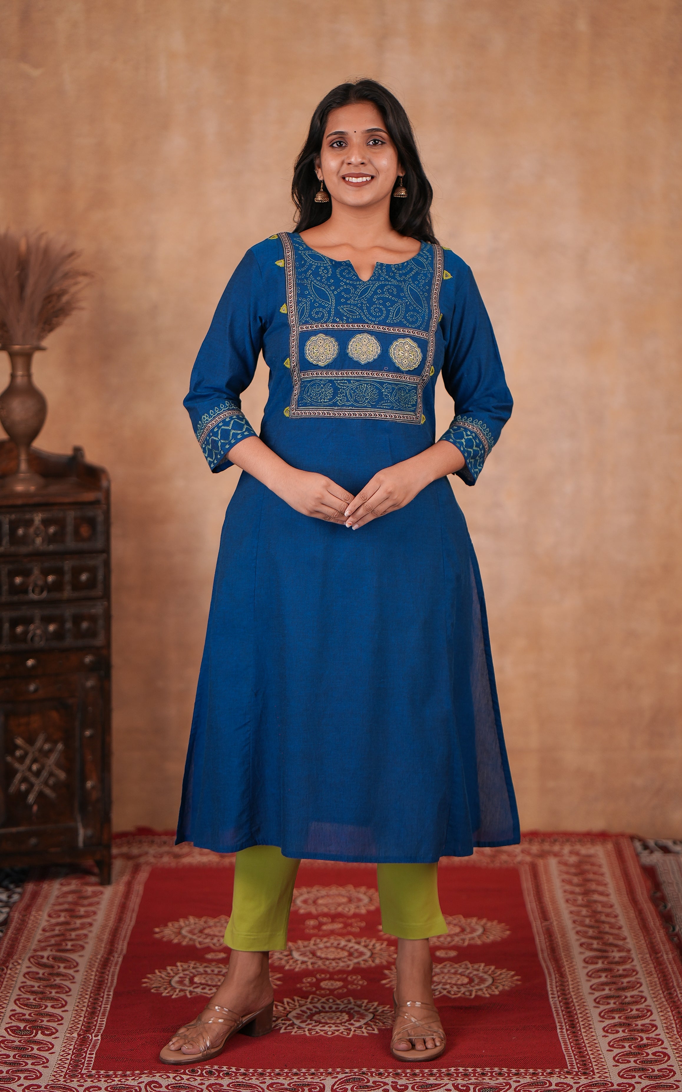College wear navy blue printed kurti for women
