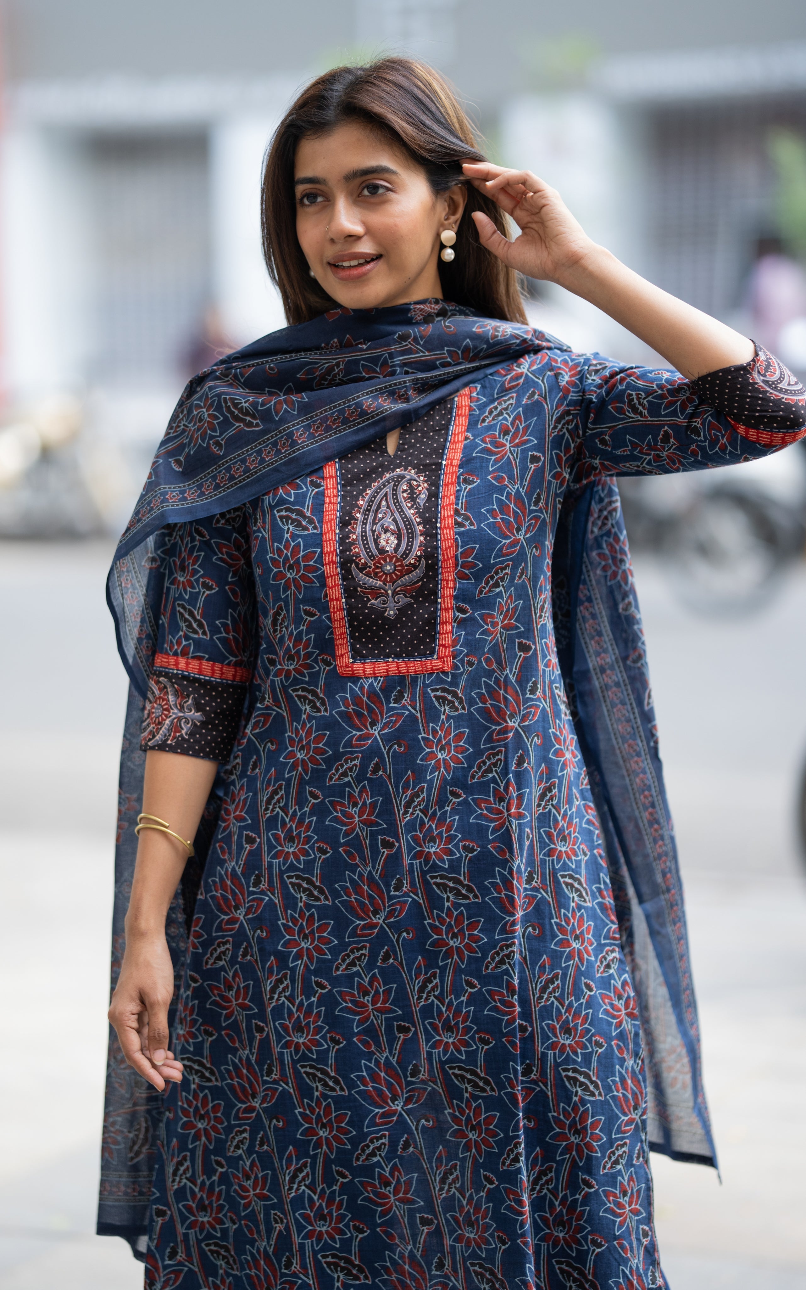 Swathi Navy Blue (Kurti+Pant+Dupatta)