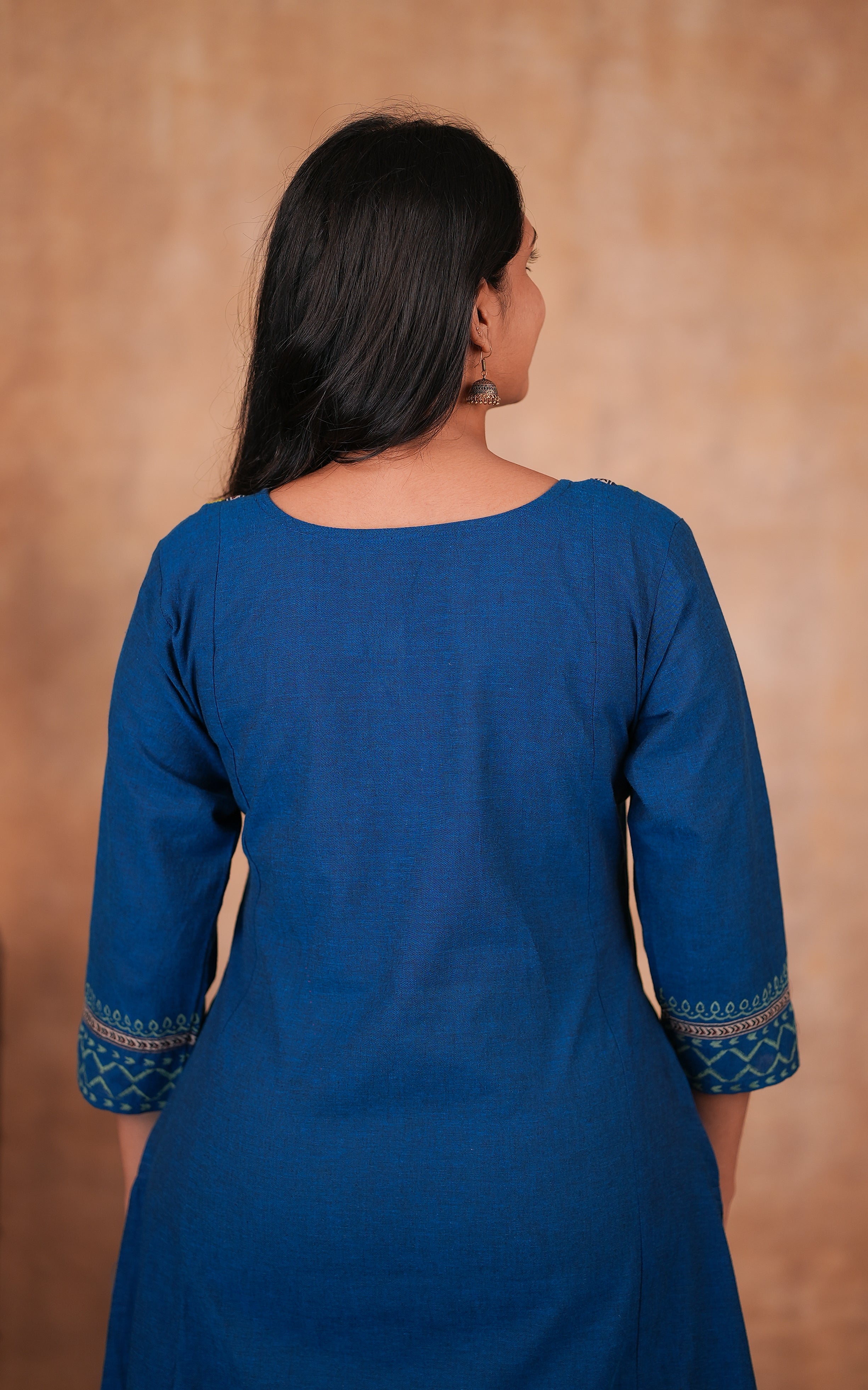 Casual wear navy blue cotton kurti for women