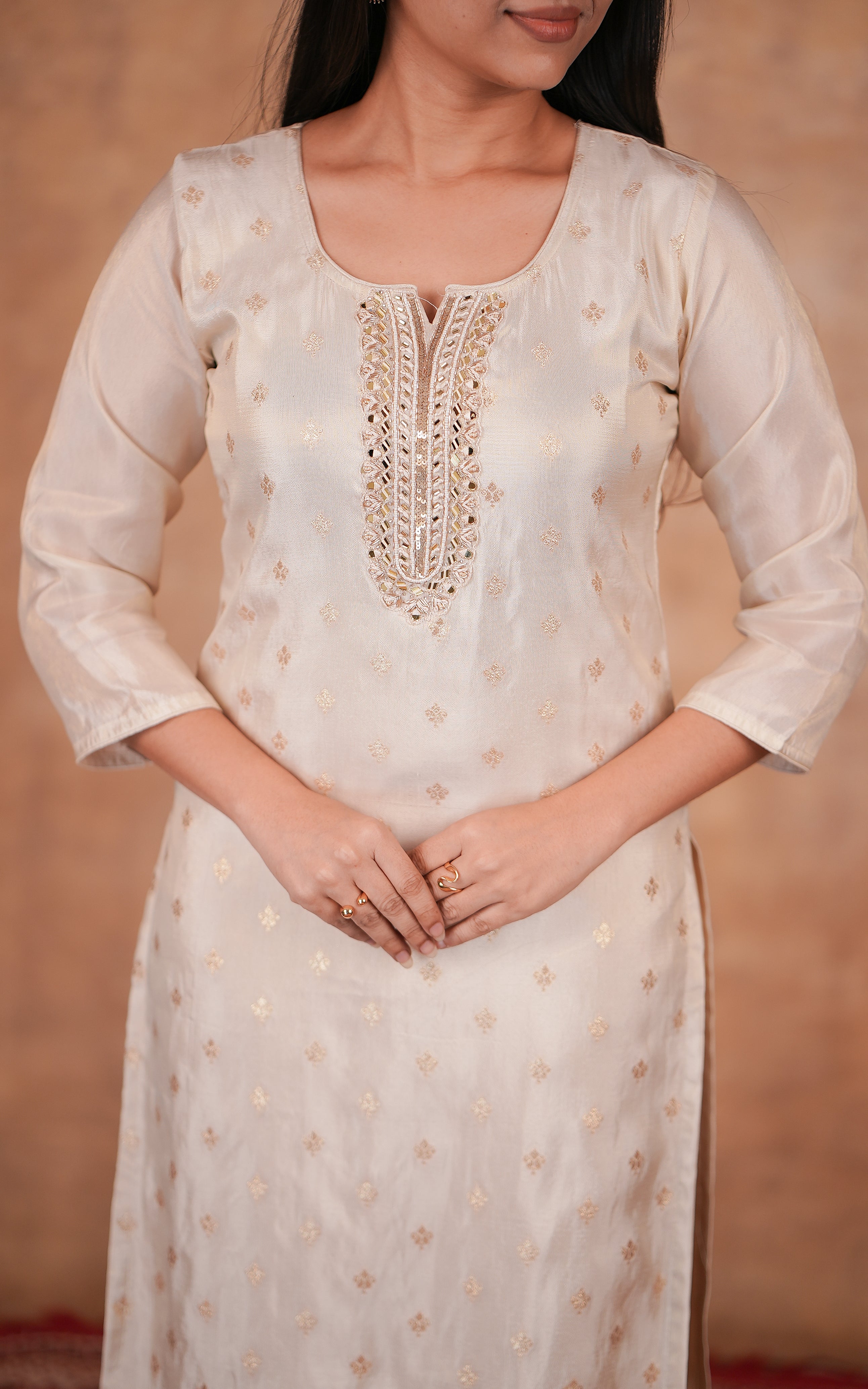 Elegant art silk straight cut kurti for women