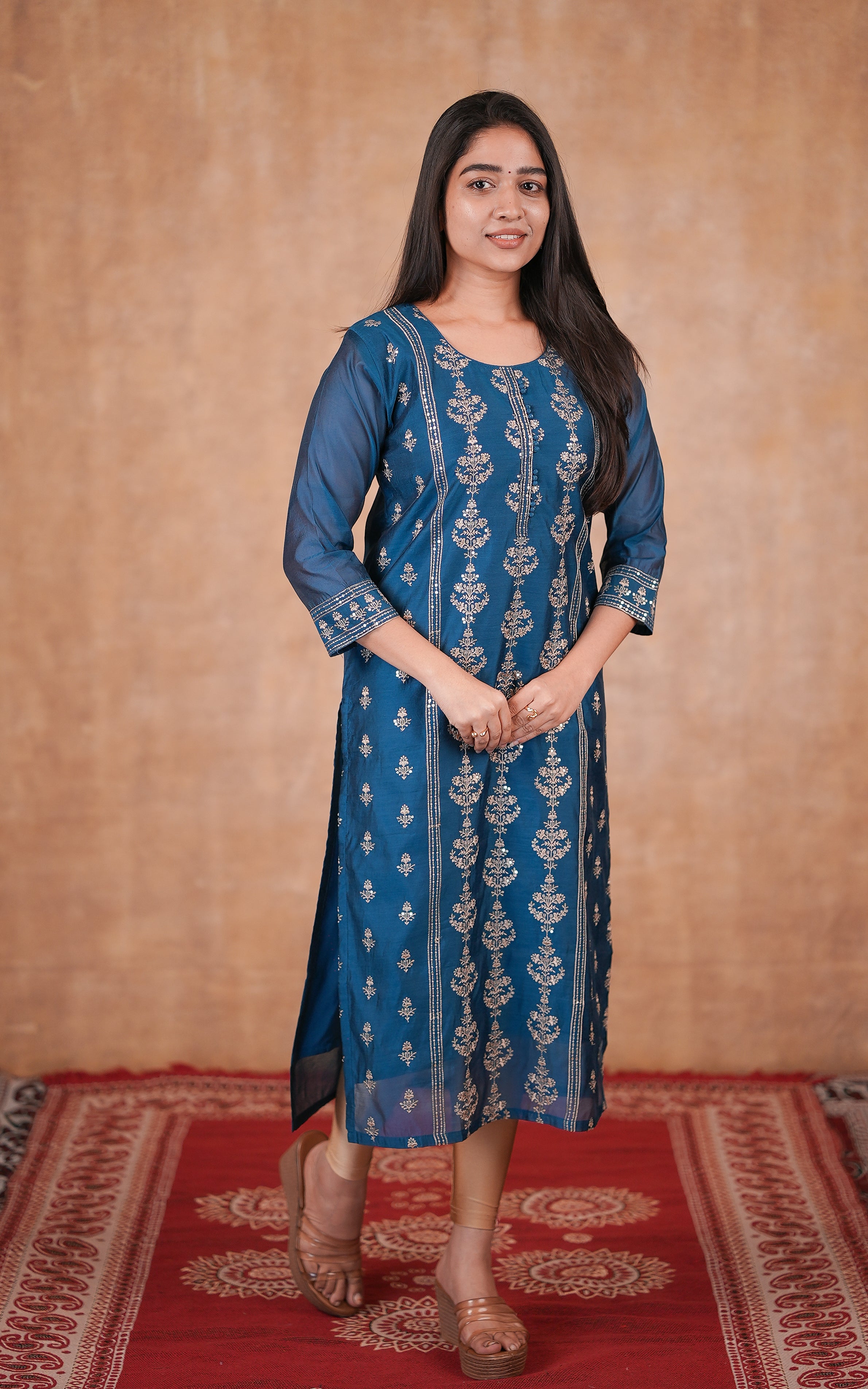 Festive wear art silk ethnic kurti for women