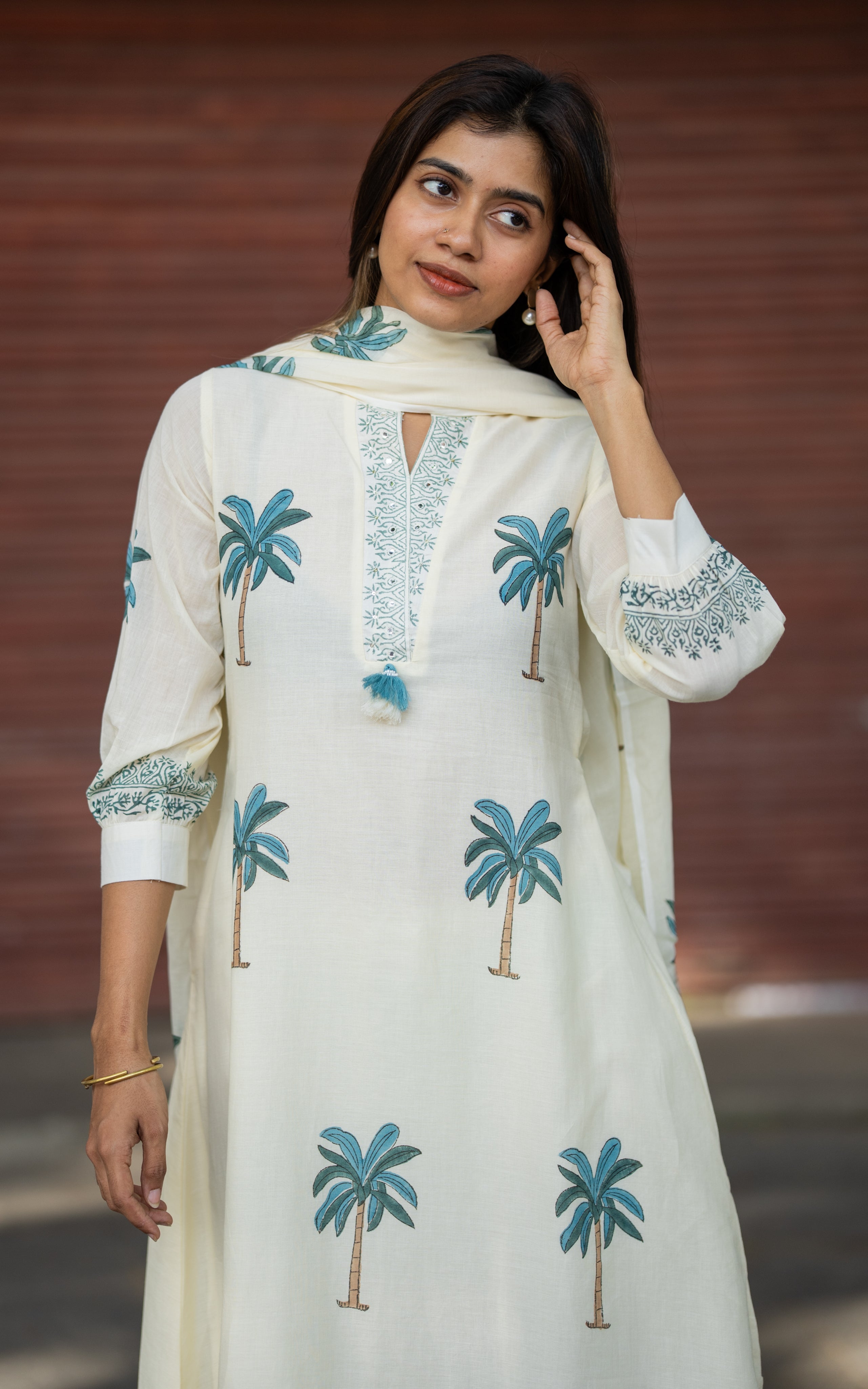 White Beauty B (Kurti+Pant+Dupatta)