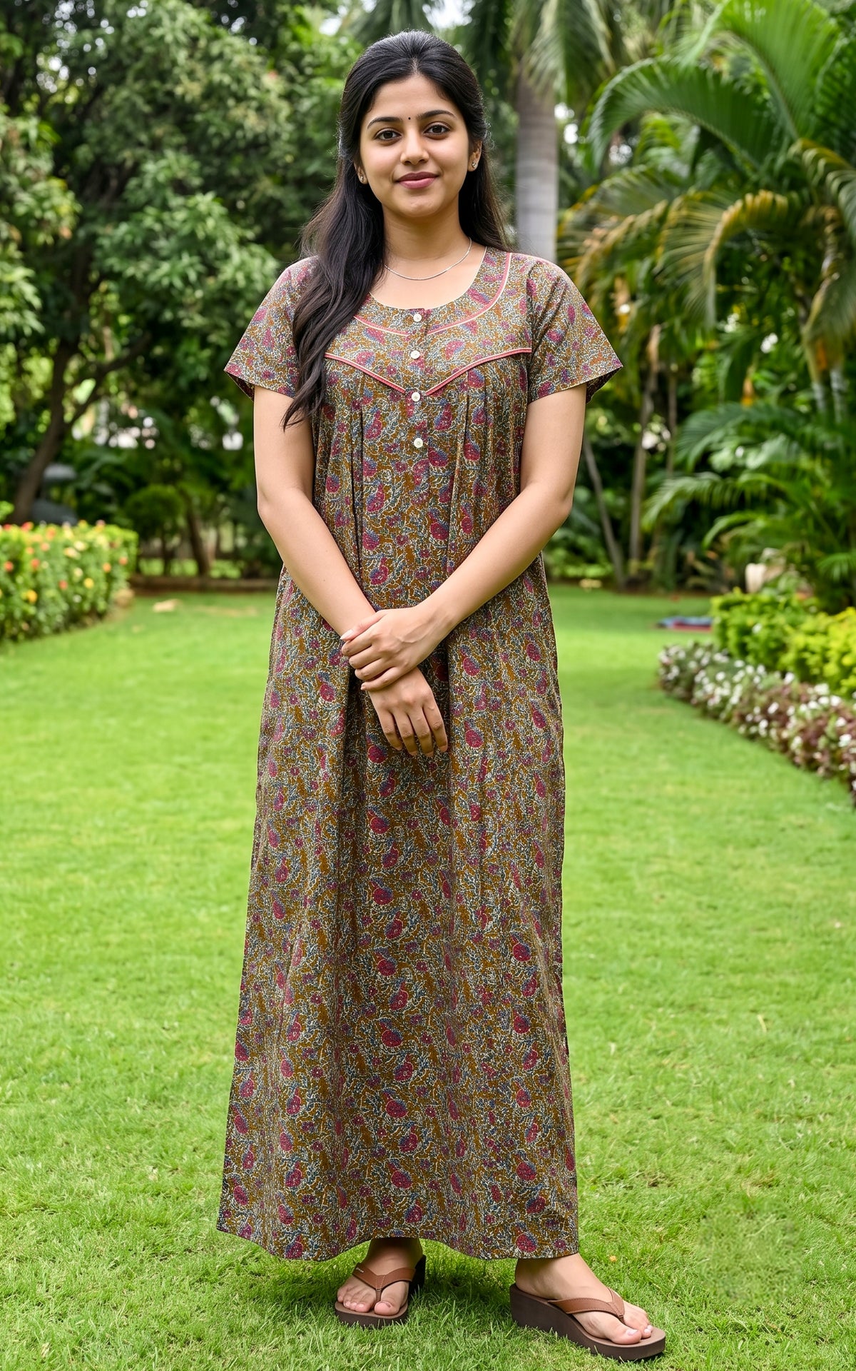 Cotton Straight Fit Nighty-165SS15