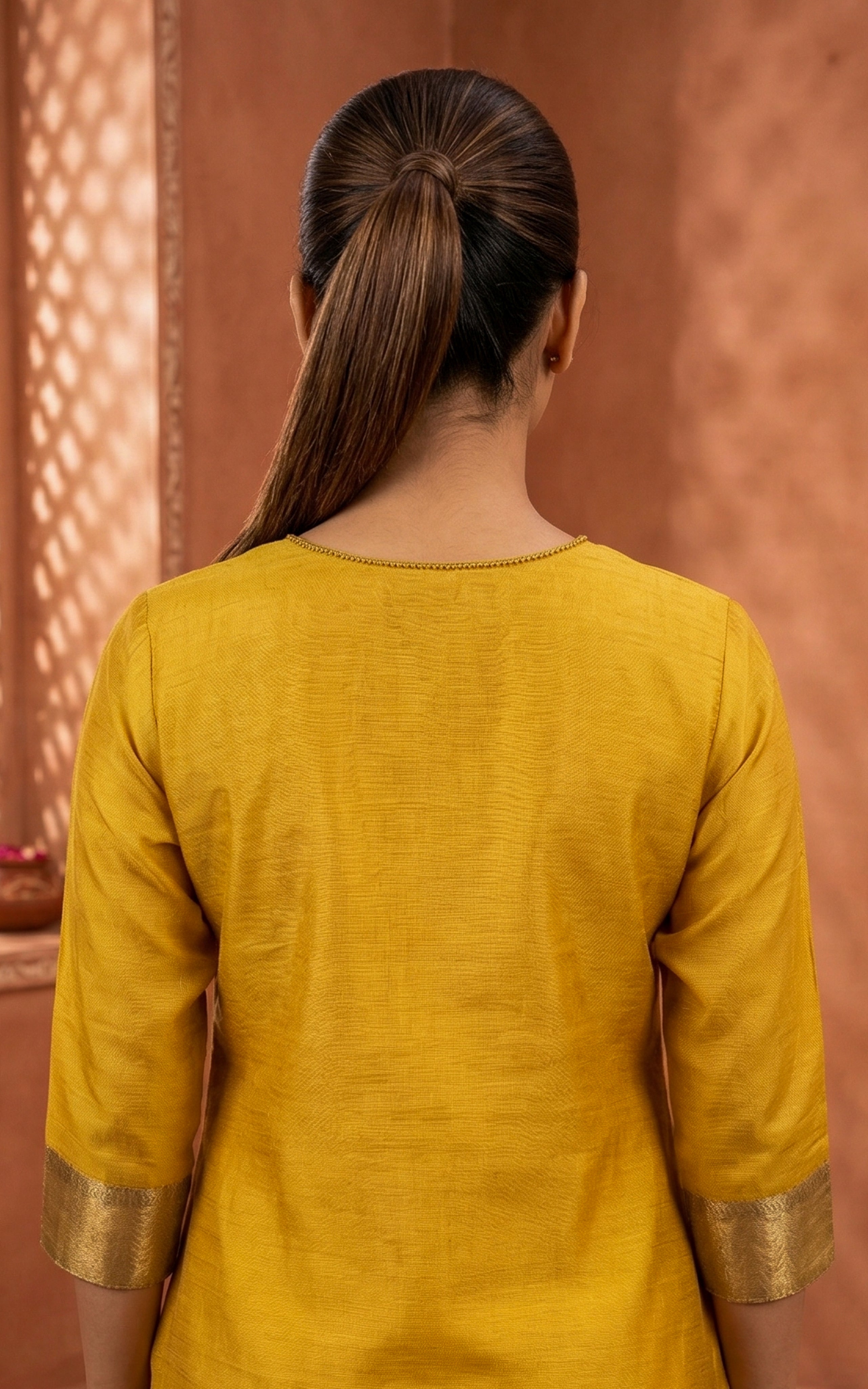 Instore – Mustard Nilavazhagi Straight Cut Kurti with Dupatta for Women – Silk Cotton – Keyhole Neck – Festive Ethnic Wear