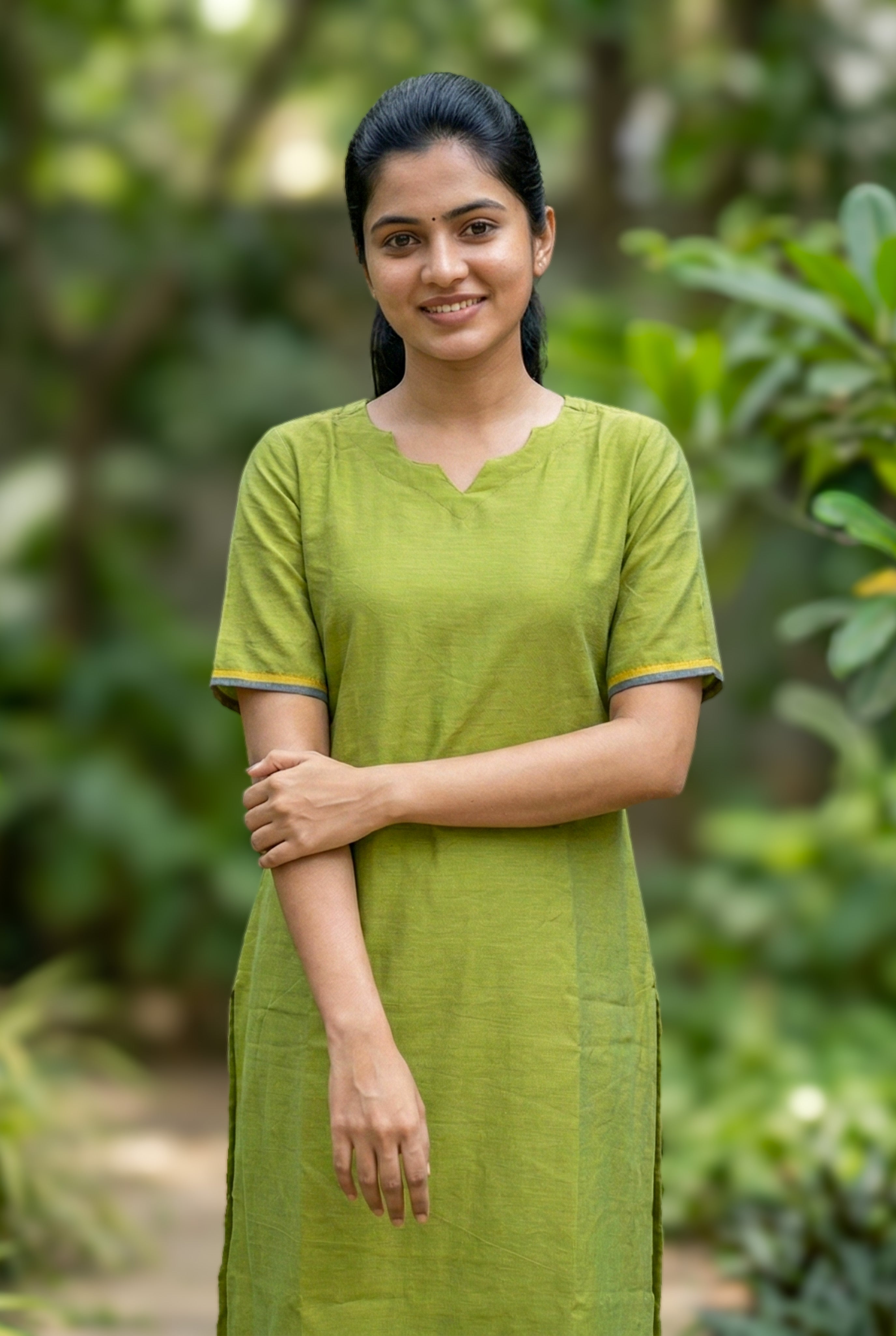 Green Kurti with Side Slit for Office & Casual
