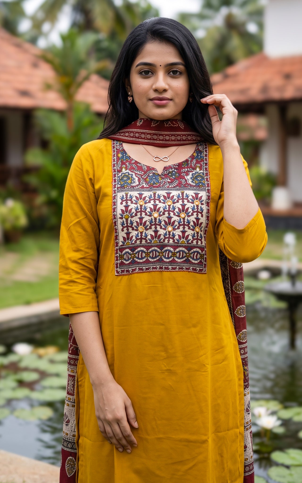 Ranvika Mustard Handblock (Kurti+Pant+Dupatta)