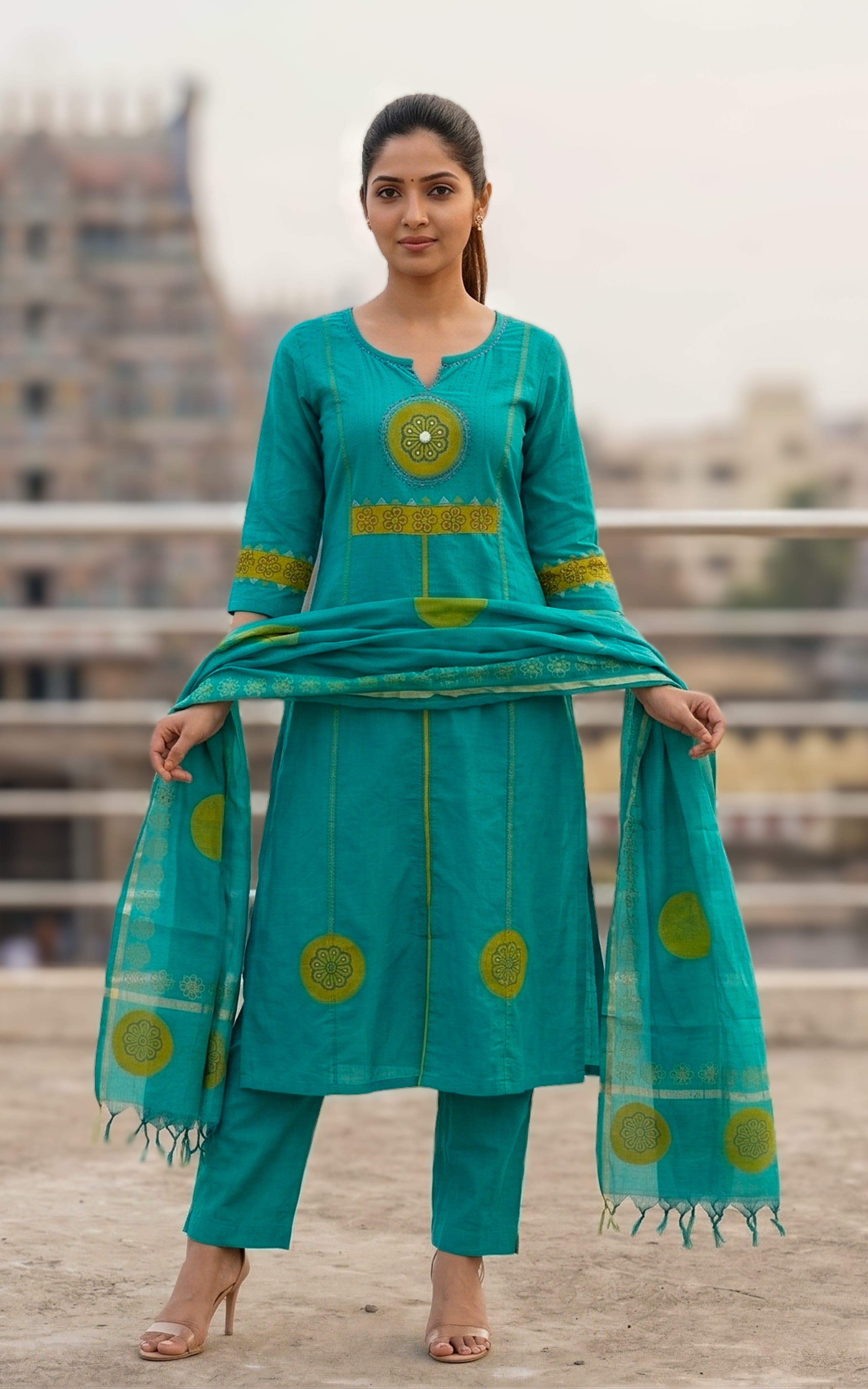 Nishitha Handblock (Kurti+Pant+Dupatta)