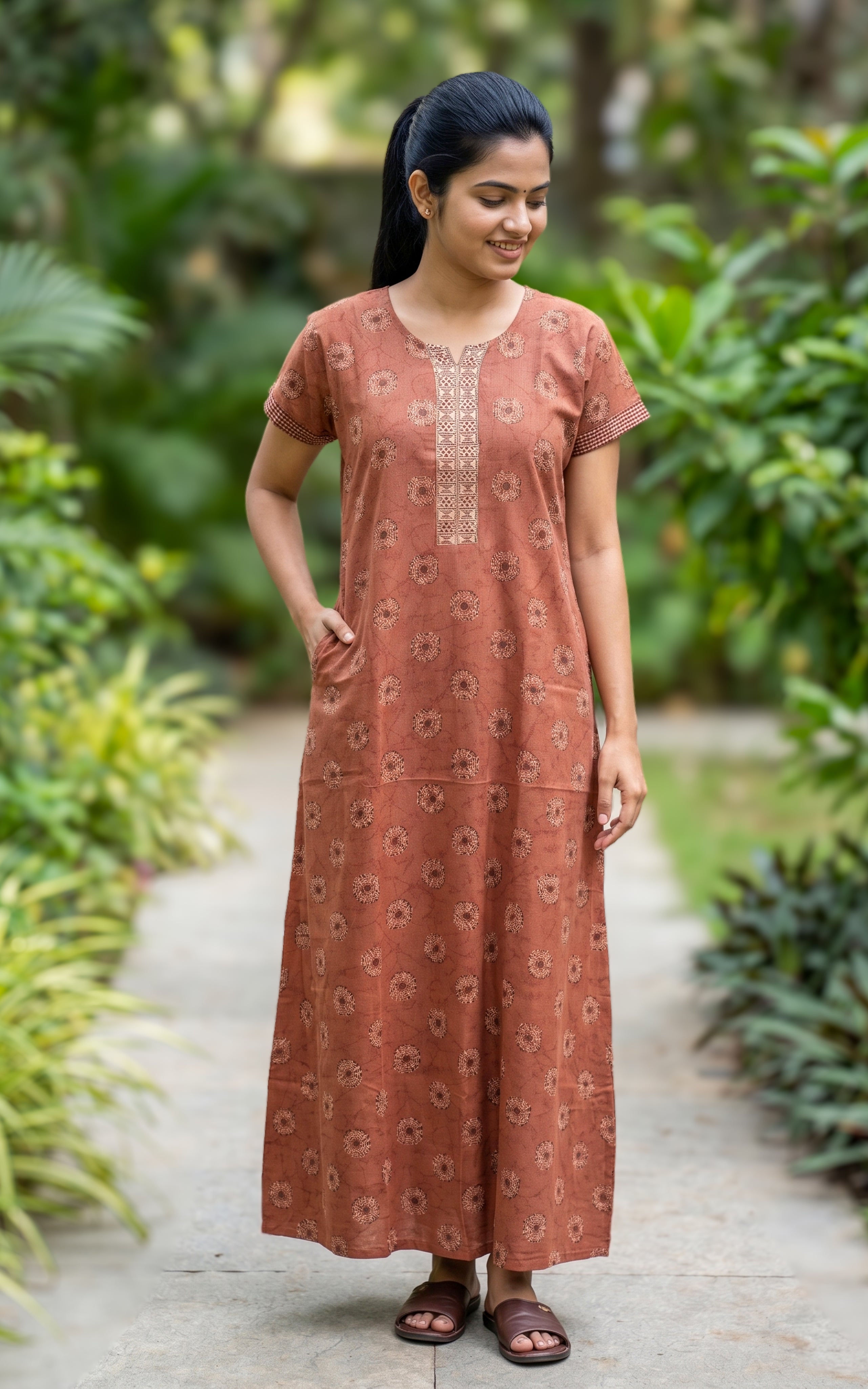 Cotton Straight Fit Nighty-160SS2B
