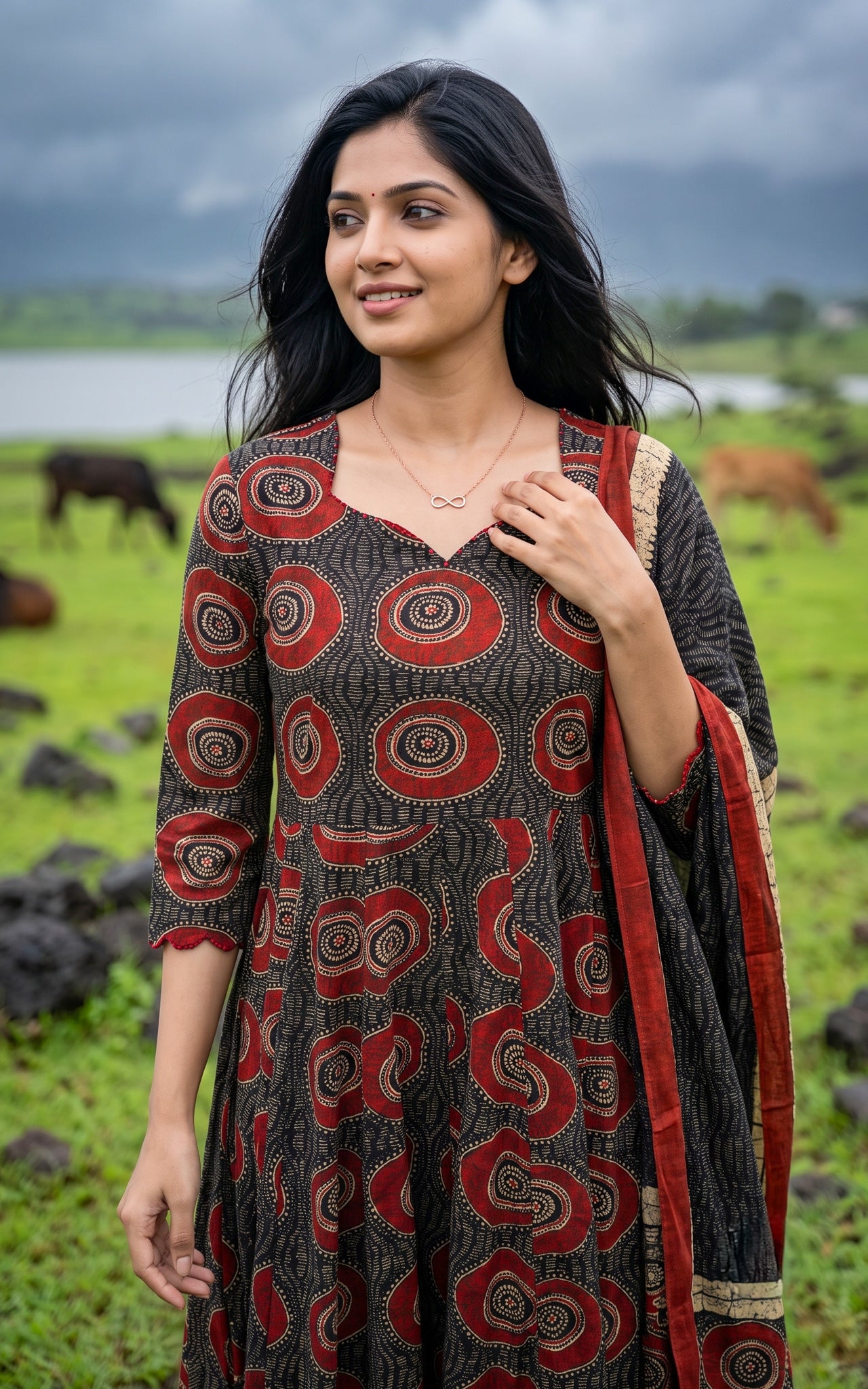 Black Cotton Summer Collection Kurti Dupatta for Women