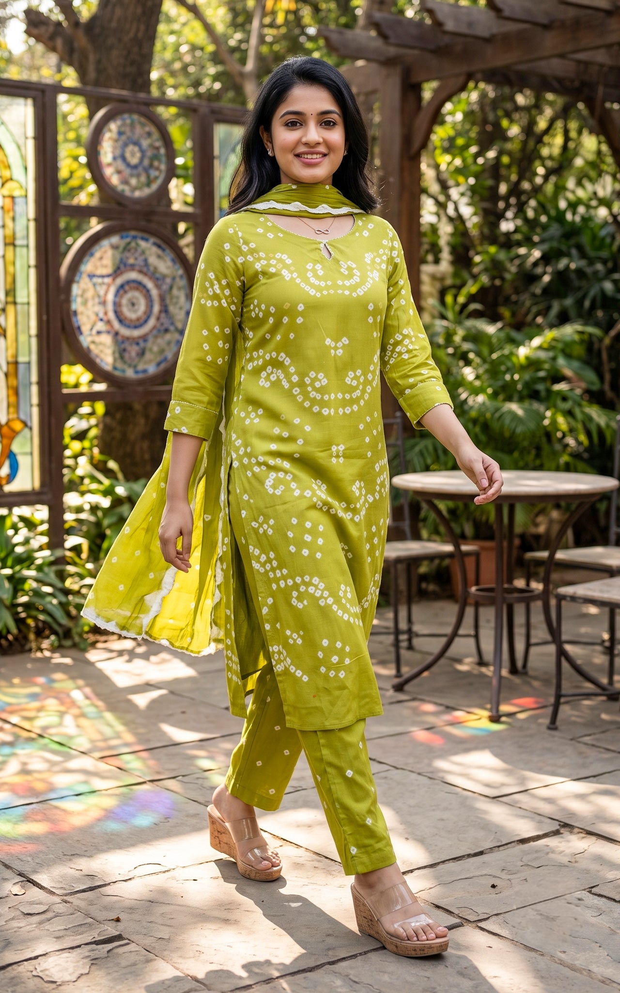 Pista Green Cotton Daily Wear Kurti Set for Women