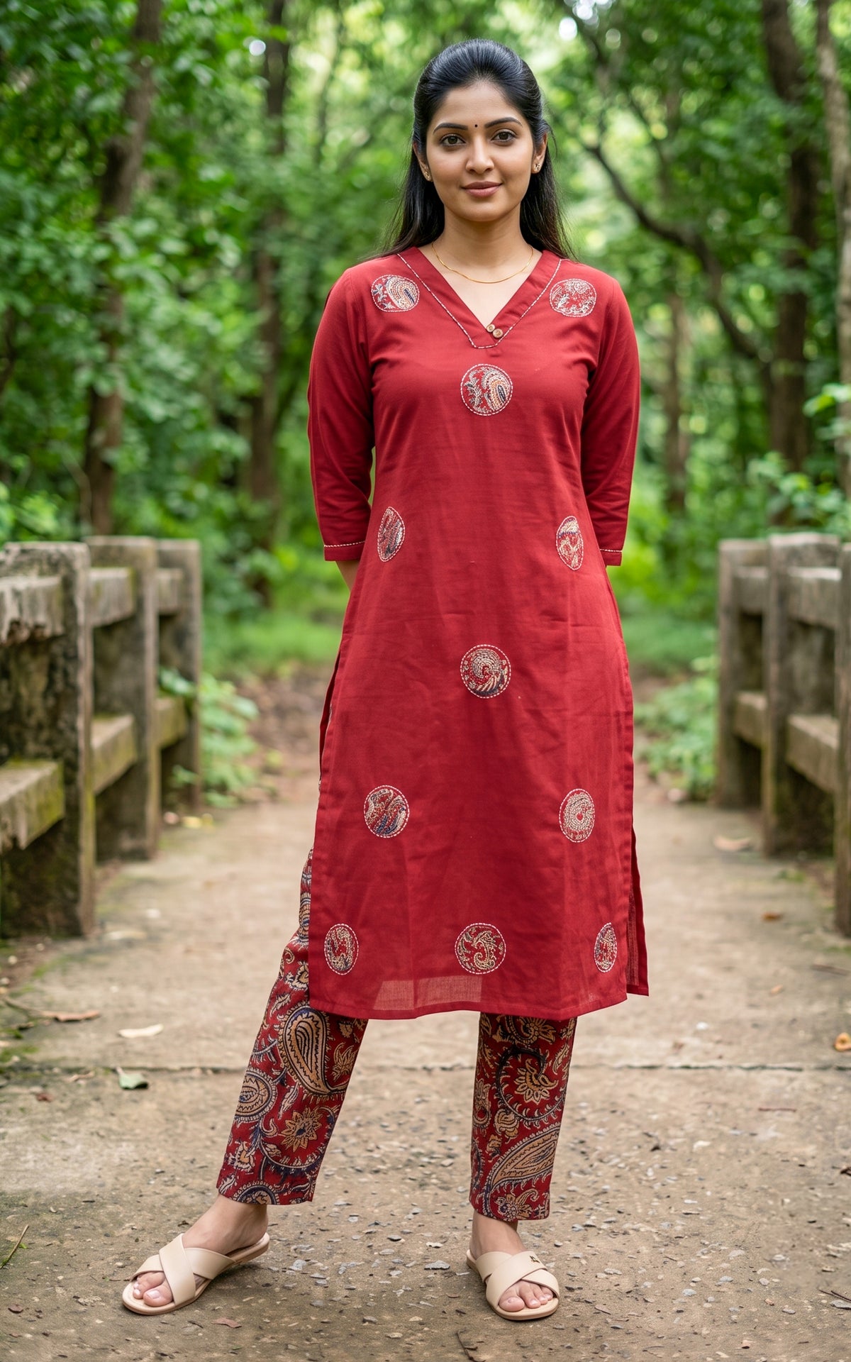 Harshini Maroon (Kurti+Pant)