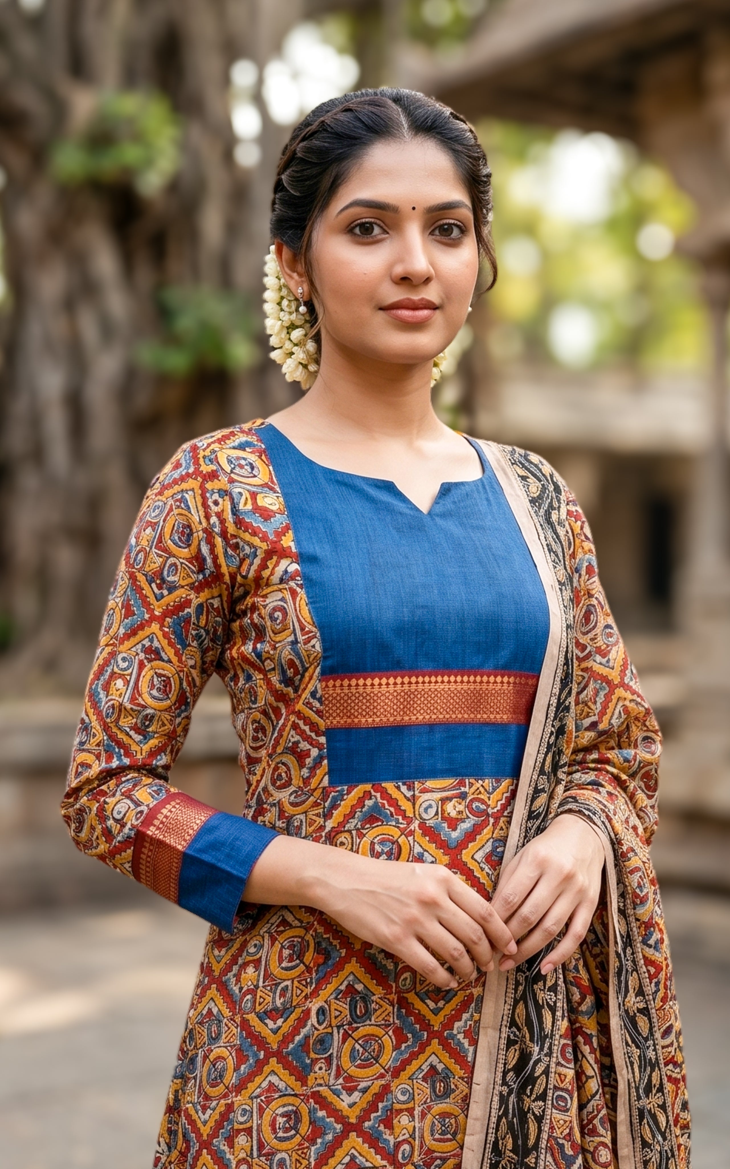Multicolor ethnic cotton kurti set for womenv