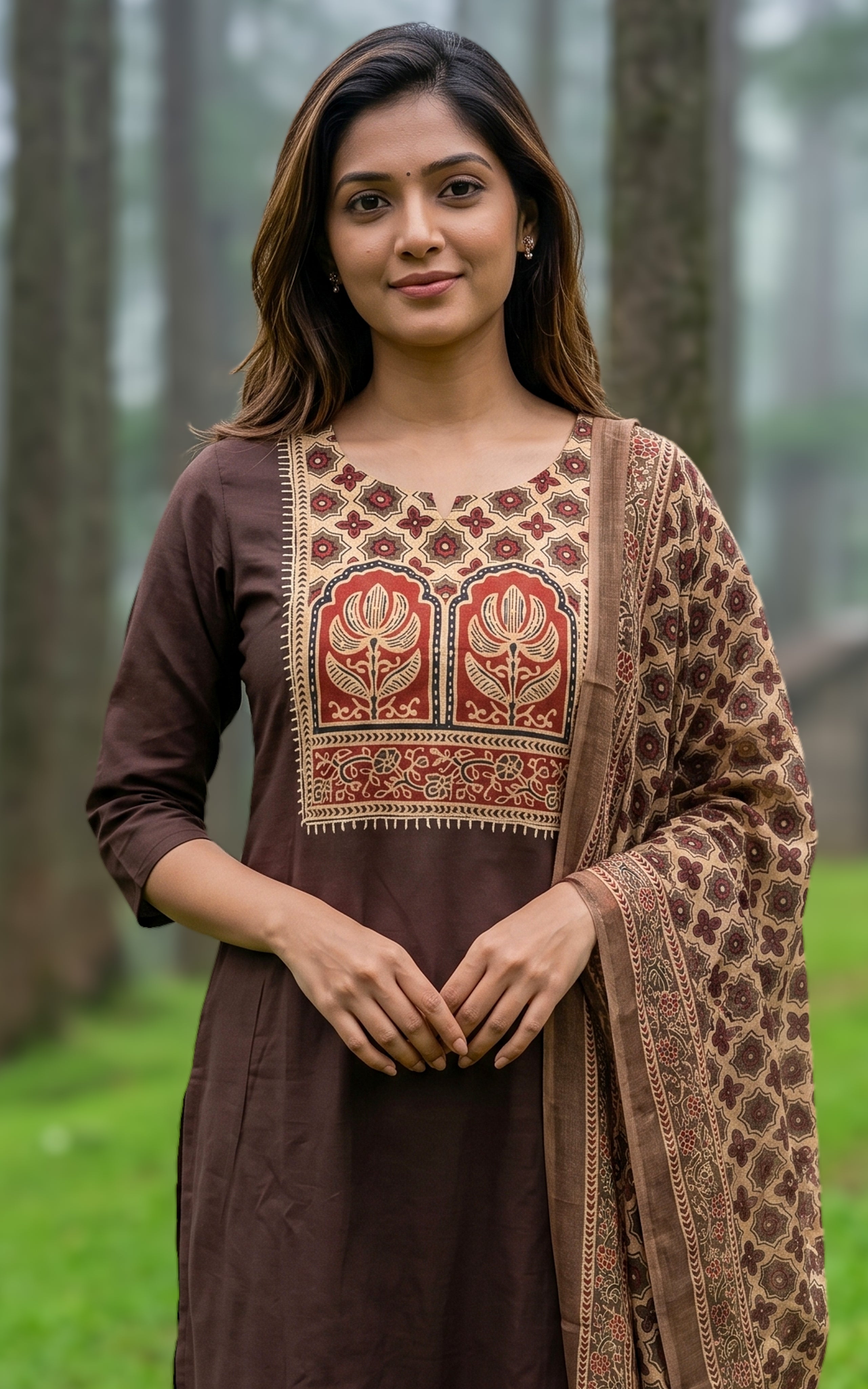 Cotton straight cut kurti set for women