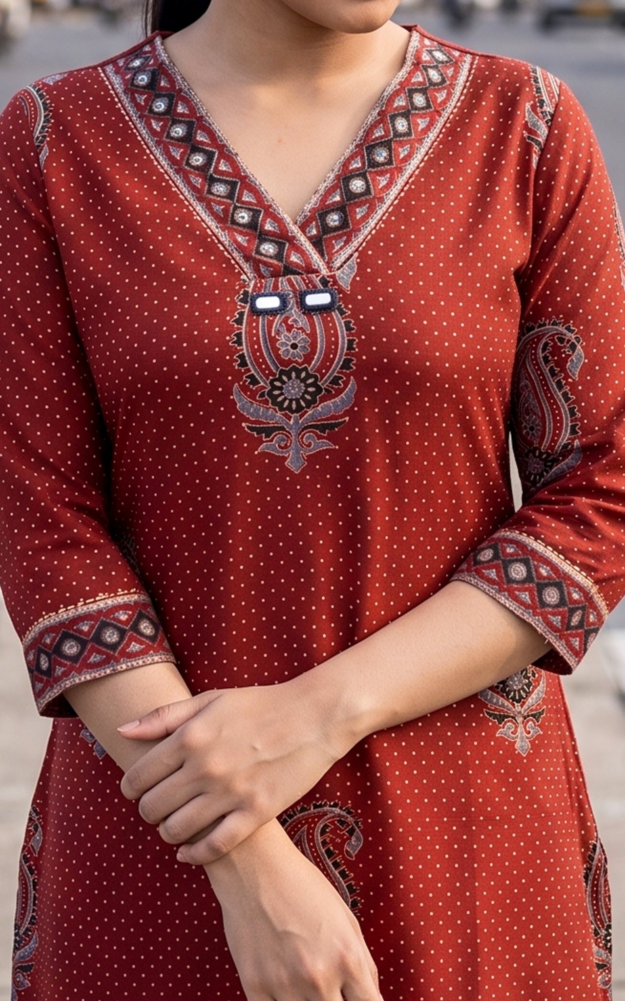 Maroon Cotton Kurti Dupatta for Women